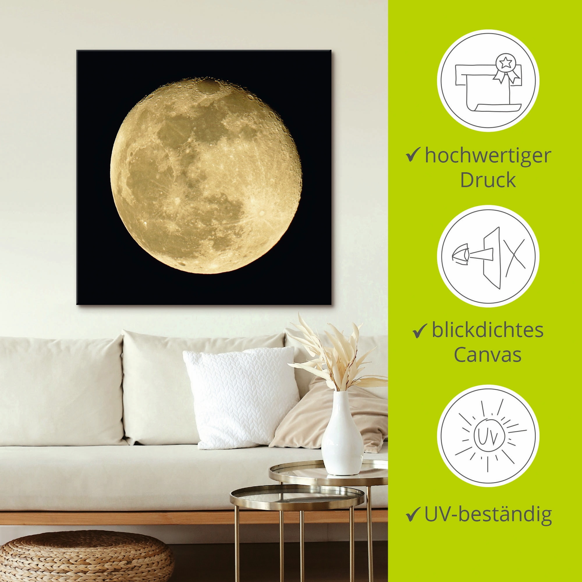 Artland Wandbild »Mond«, Weltraum, (1 St.), als Leinwandbild, Poster, Wandaufkleber in verschied. Grössen