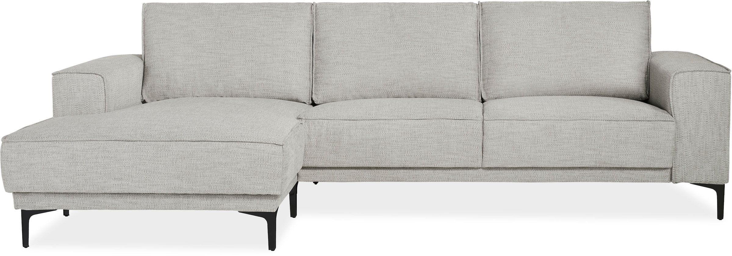 Places of Style Ecksofa »Polsterecke Oland, Struktur, Flachgewebe, Luxus-Microfaser, Boucle«, L-Form, 280 cm, Wellenunterfederung, Skandi-Design, Metallfüsse