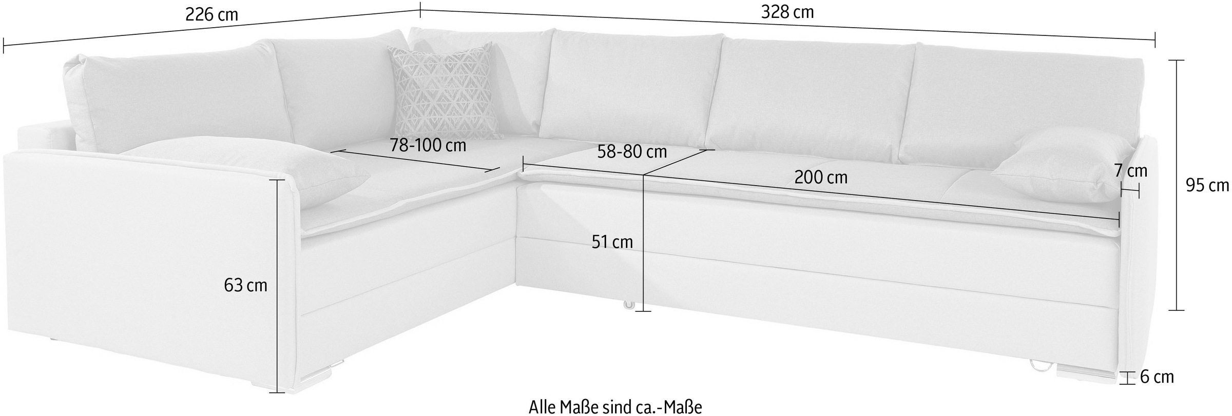 INOSIGN Ecksofa »Dream«, mit Federkern, mit Bettfunktion und Bettkasten