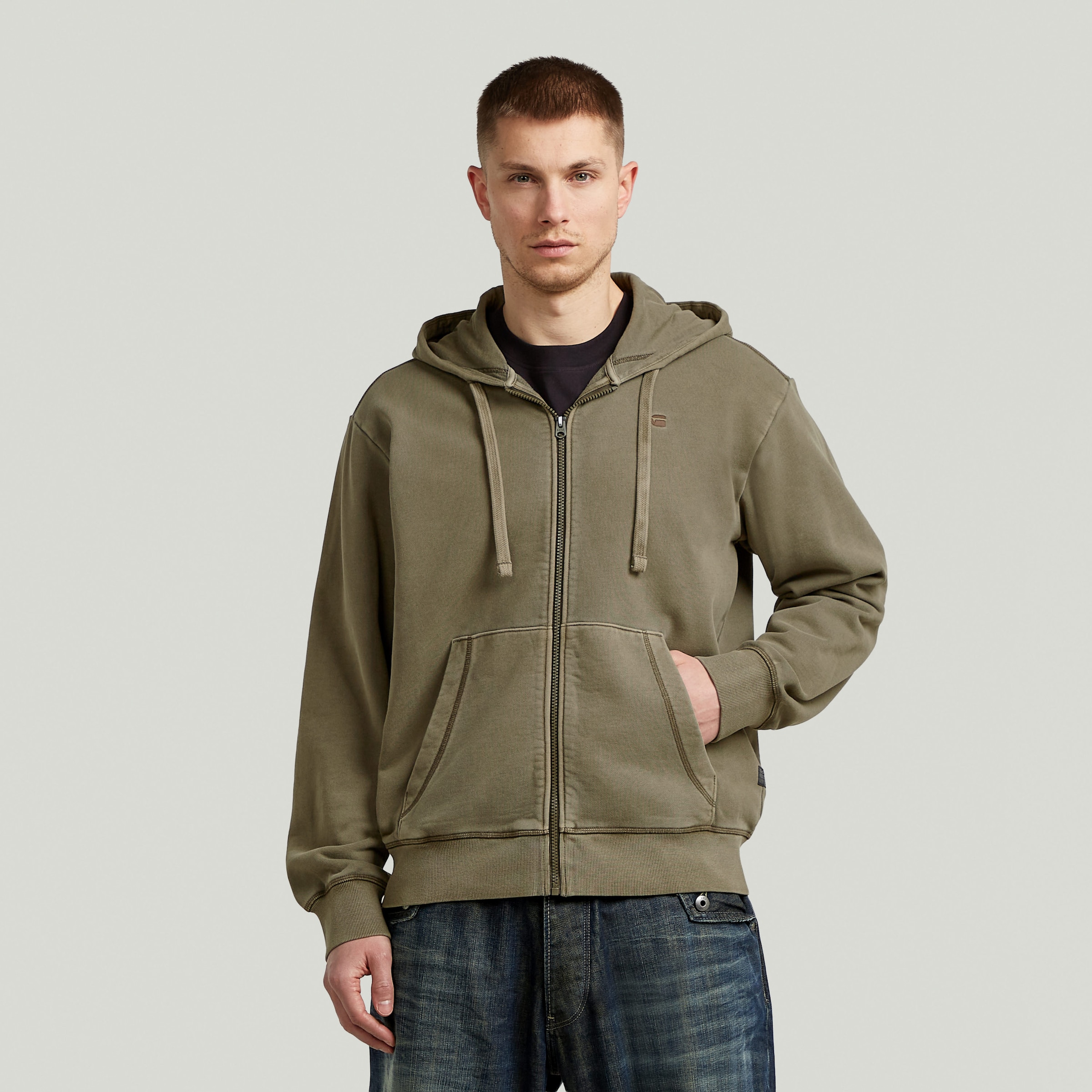 Image of G-STAR Kapuzensweatjacke "Modern washed full zip hdd sw ls" in Baumwollqualität, Regular Fit