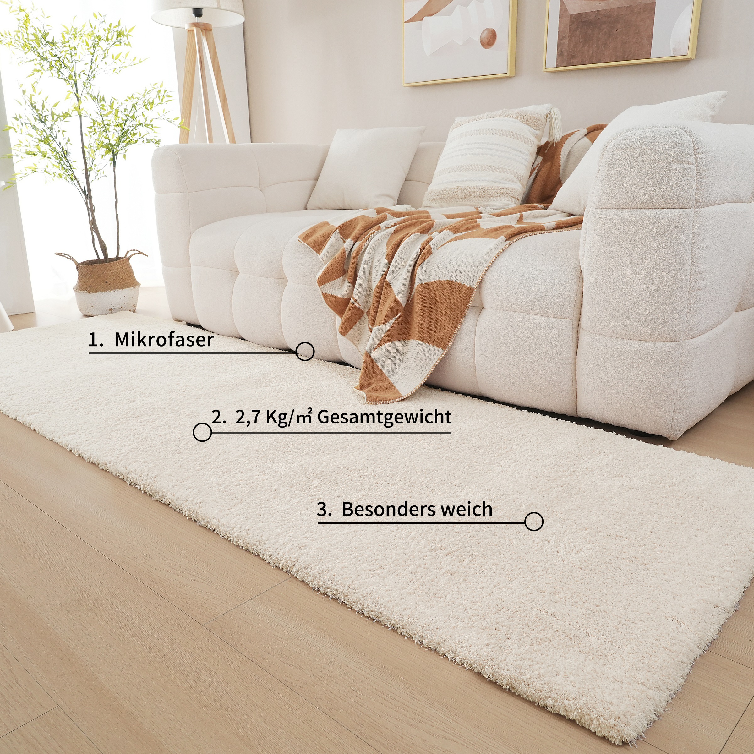 GOODproduct Hochflor-Läufer »Microfaser Teppich Magong, besonders weich, sehr feiner Flor« rechteckig 25 mm Höhe uni Teppiche, Wohnzimmer, Schlafzimmer, Kinderzimmer, Flur, Brücke