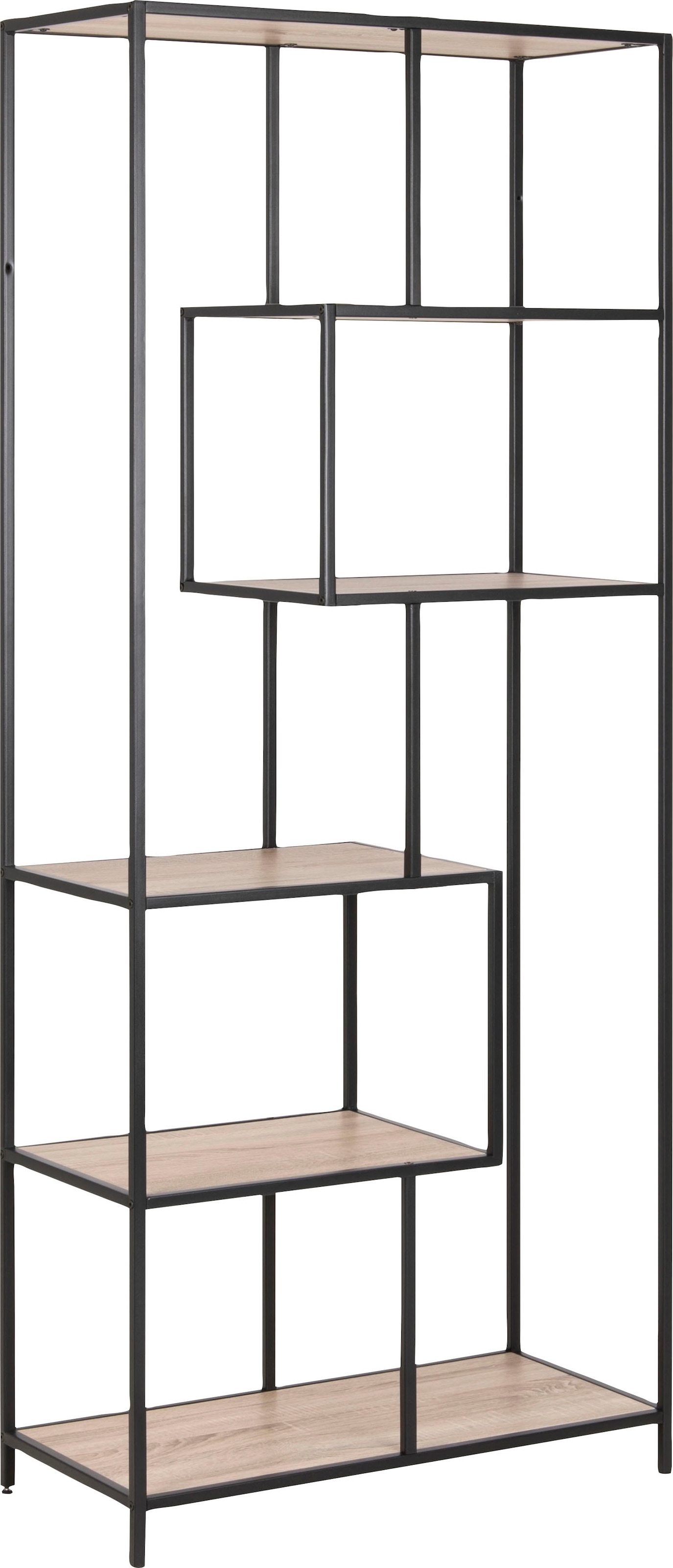 ACTONA GROUP Bücherregal Metallgestell, modernes Design, 5 Einlegeböden, asymmetrische Details