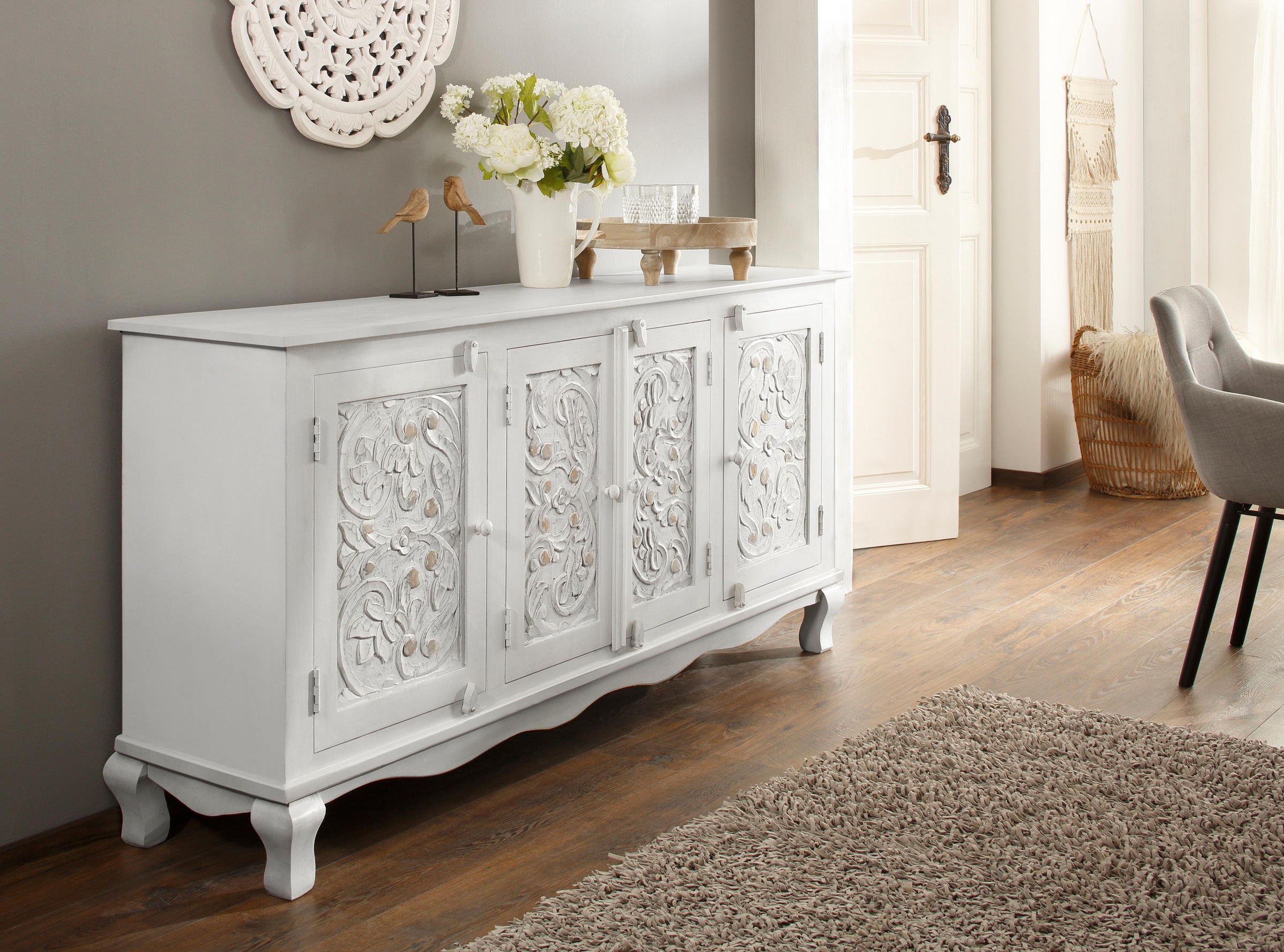Image of GOODproduct Sideboard "Rajat" Kommode aus Mangoholz mit Frontenfräsungen, Breite 175 cm