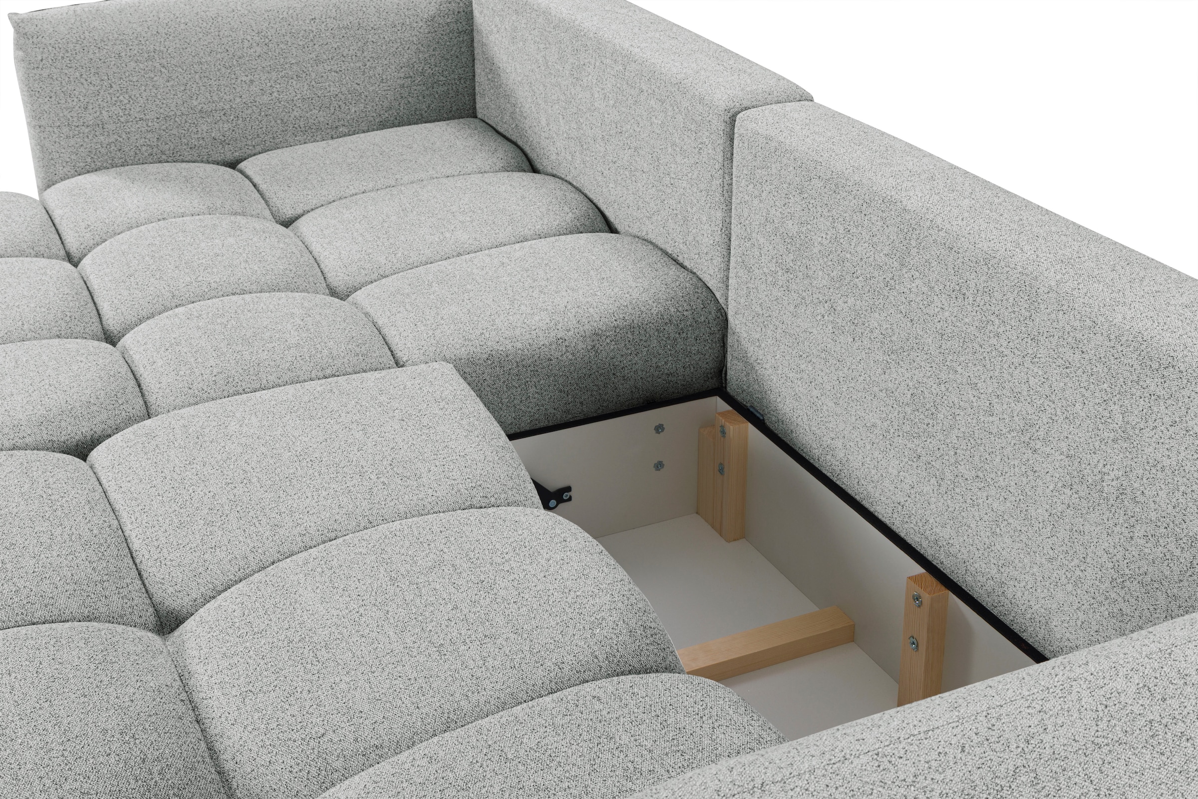 exxpo - sofa fashion Canapé d'angle »Livonia, B/T: 260/187, modern & praktisch für kleine Räume« Mit Bettfunktion & Bettkasten,hoher Sitzkomfort,inkl. Steppung, L-Form