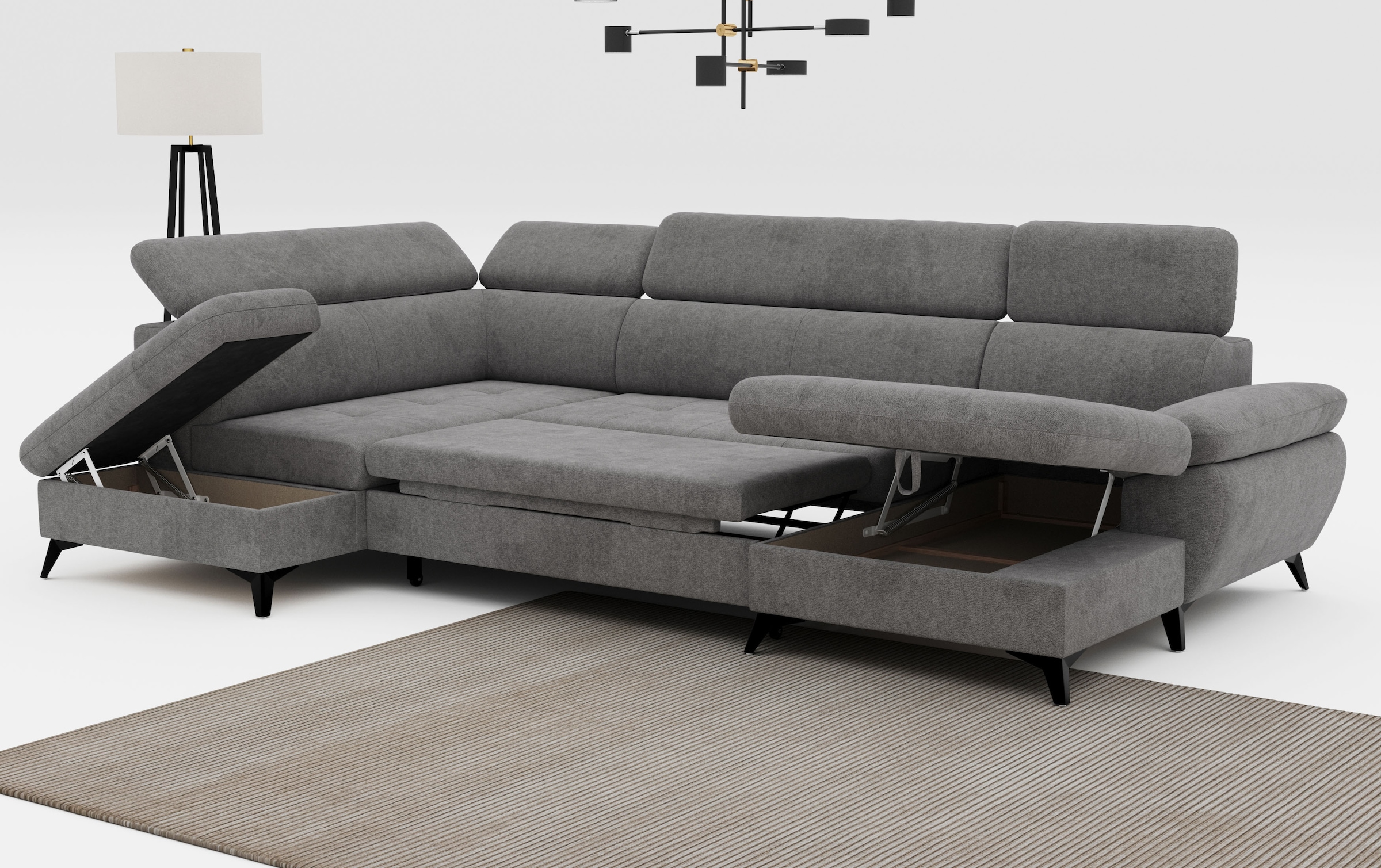 COTTA Wohnlandschaft »Hudson U-Form«, mit Kopfteilverstellung, wahlweise mit Bettfunktion & Bettkasten