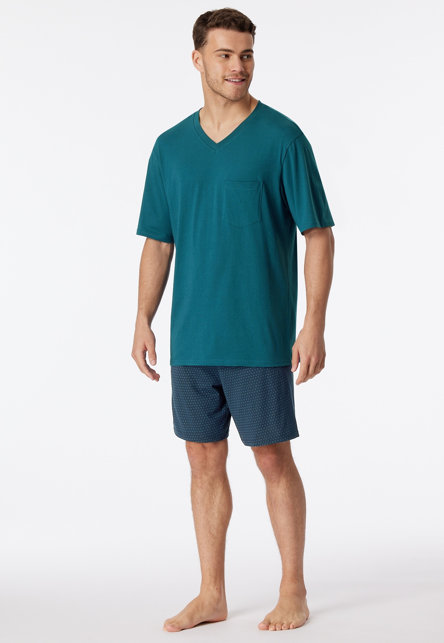 Shorty »"Comfort Essentials"«, (2 tlg.), unifarbenes T-Shirt mit V-Ausschnitt,...