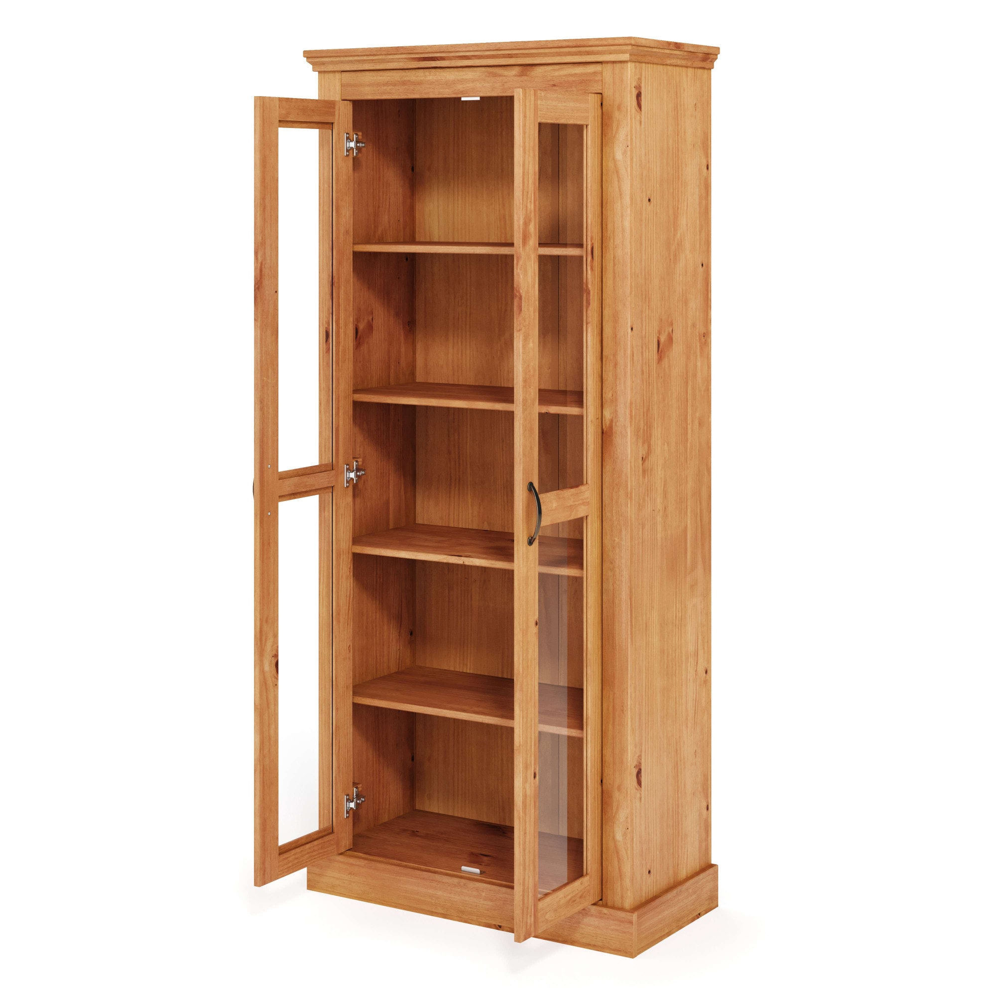 GOODproduct Vitrine »Selma, Hochschrank, Standvitrine, Glasvitrine aus massivem Kiefernholz« FSC®, mit Griffen aus antikisiertem Metall, Höhe 180 cm