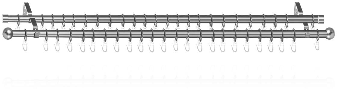 LICHTBLICK ORIGINAL Gardinenstange »Gardinenstange Kugel, 20 mm,  ausziehbar, 2 läufig 130 - 240 cm Chrom«, 2 läufig-läufig, ausziehbar,  Zweiläufige Vorhangstange mit Ringen für Gardinen und Stores. kaufen