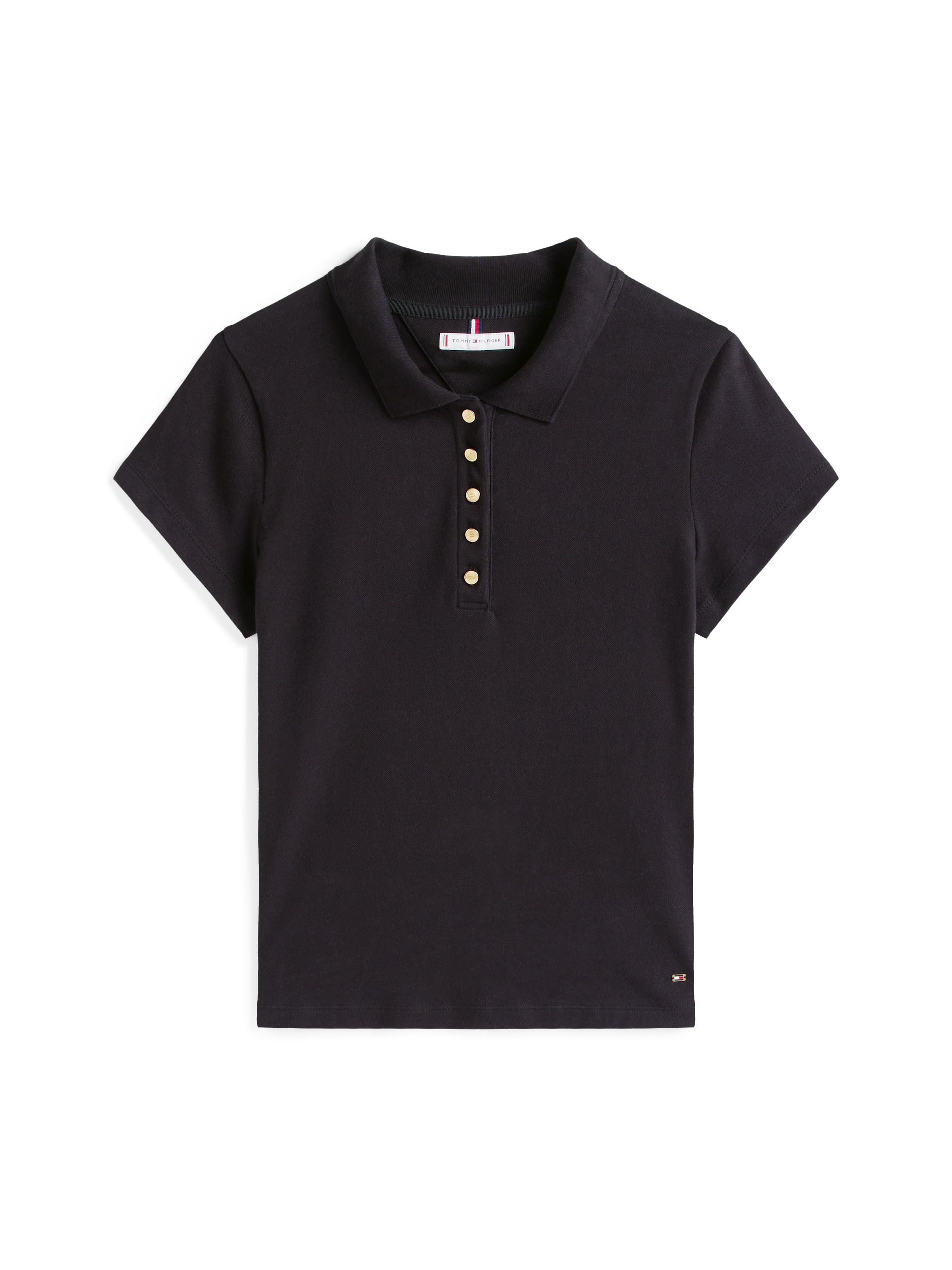 Tommy Hilfiger Poloshirt »GOLD BUTTON SLIM SS POLO«, mit goldfarbenen Knopf