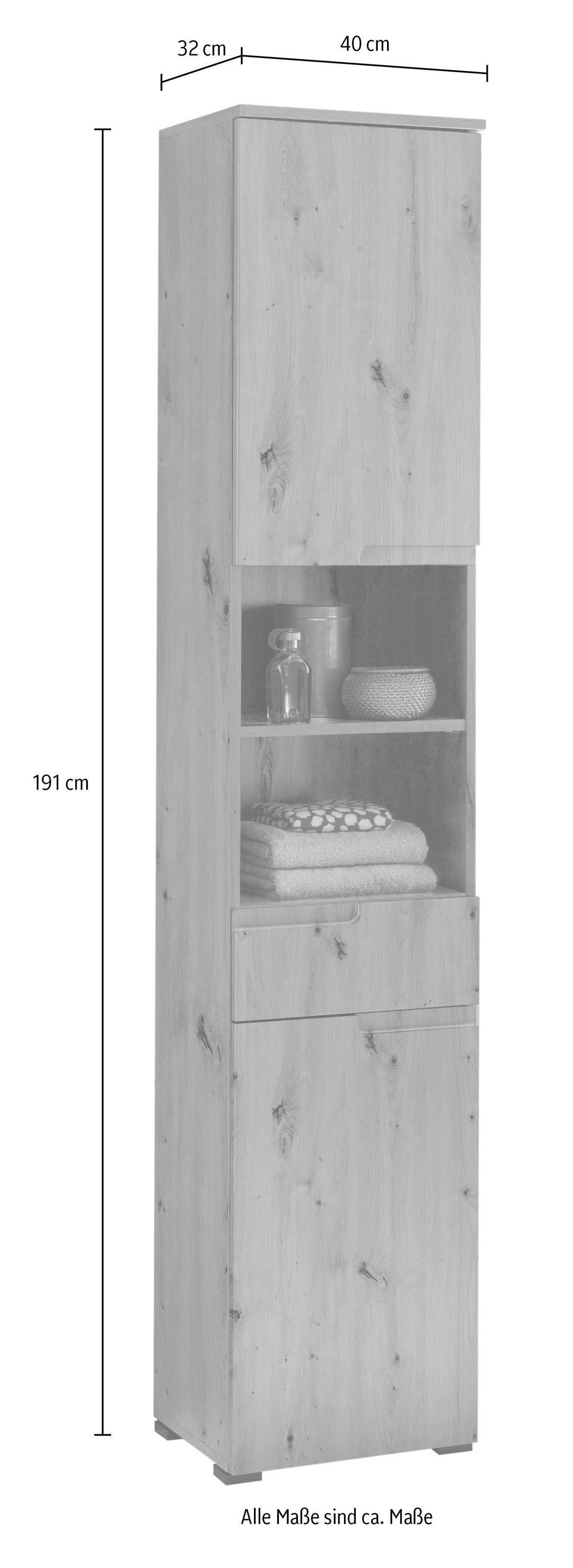BASIC by Balculina Armoire haute »Spice, Badezimmerschrank BxTxH 40x191x32 cm« 1 cuis tlg. largeur 40 cm, poignées creuses