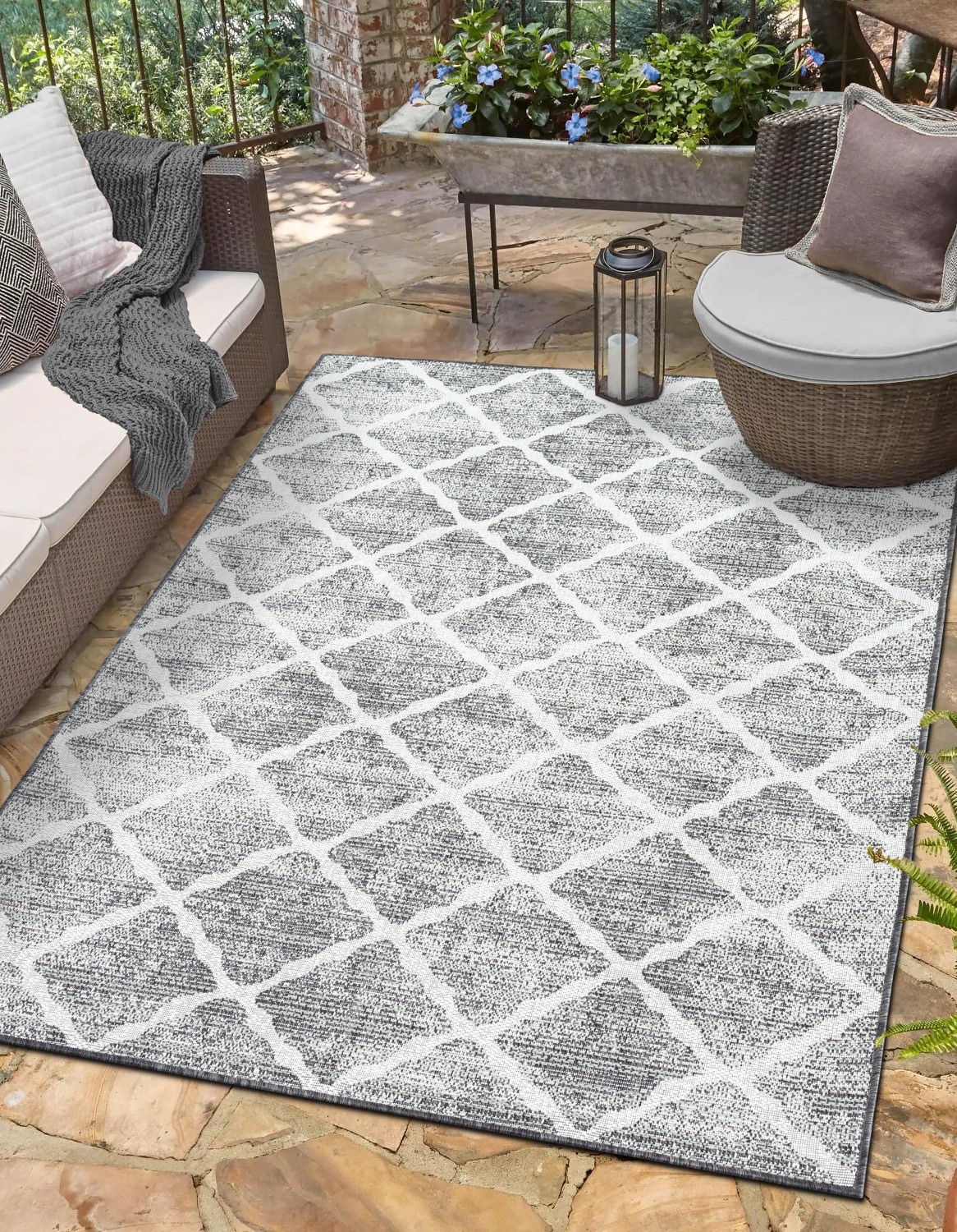 Image of Myflair Möbel & Accessoires Teppich "Astral, LAGERRÄUMUNG" rechteckig 6 mm Höhe modernes Rauten Design, Outdoor geeignet, Balkon, Terrasse