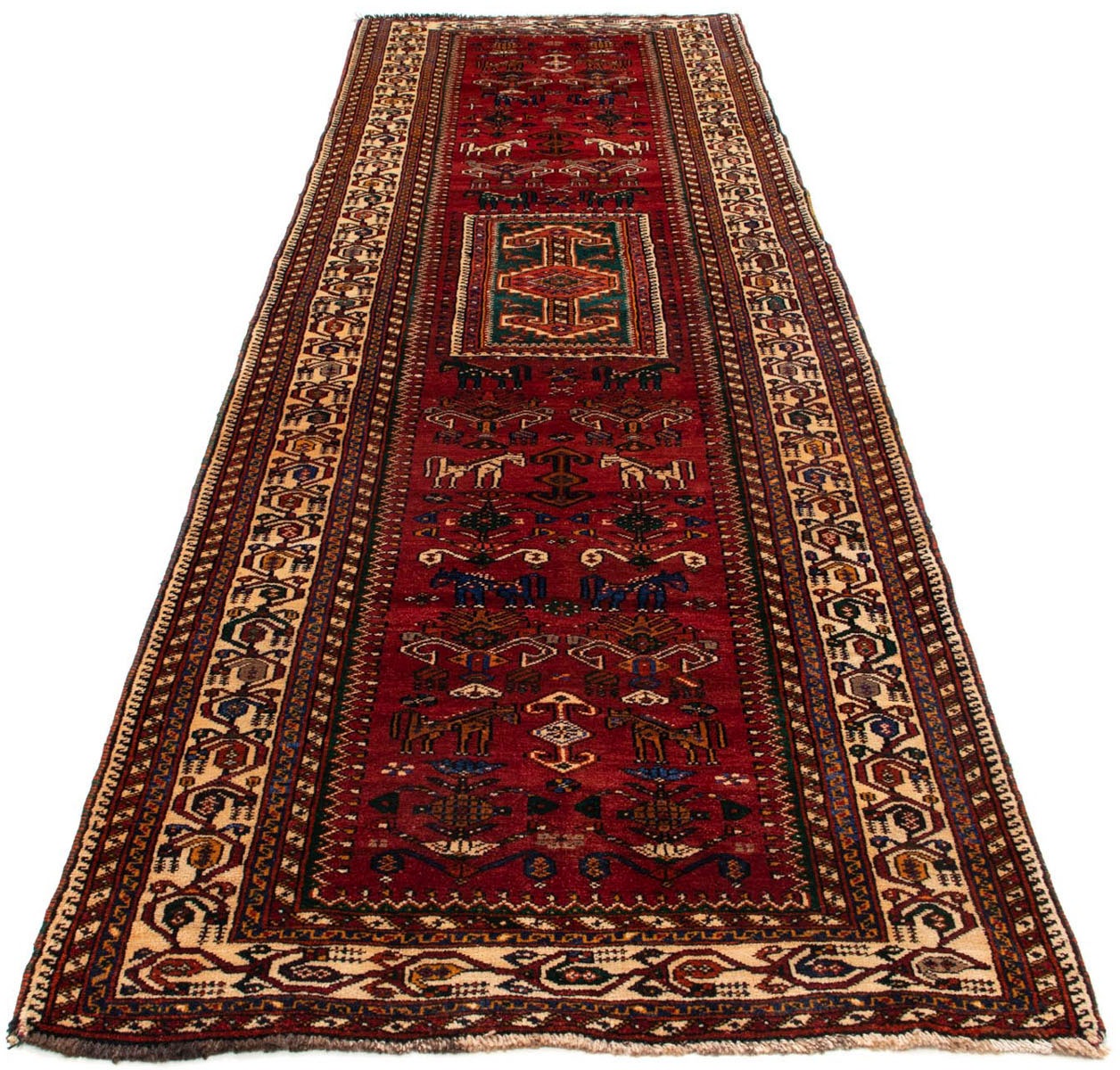 Image of morgenland Hochflor-Läufer »Ghashghai Medaillon Rosso scuro 337 x 103 cm«, rechteckig, 1 mm Höhe, Unikat mit Zertifikat bei Ackermann Versand Schweiz