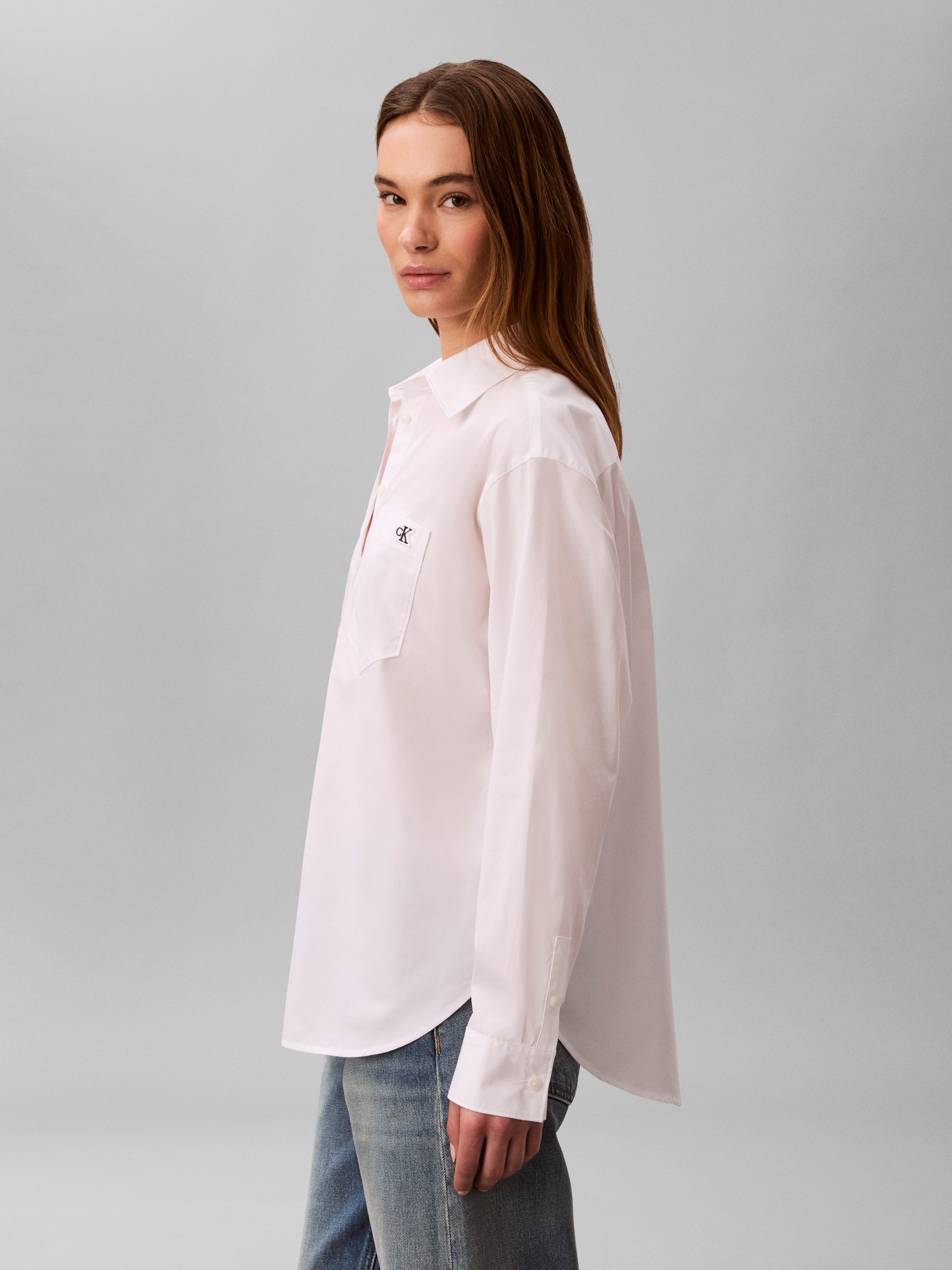 Calvin Klein Jeans Blouse chemise »COTTON POPLIN RELAXED SHIRT« Regular fit mit Brusttasche