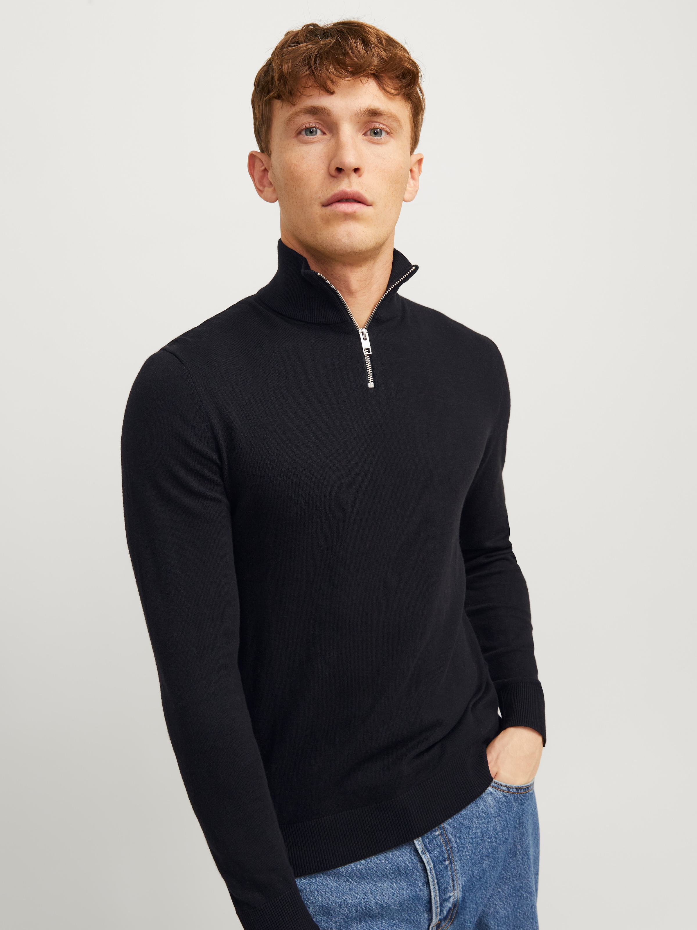 Jack & Jones Strickpullover »EMIL KNIT HALF ZIP« mit kurzem Reissverschluss im Troyer-Look