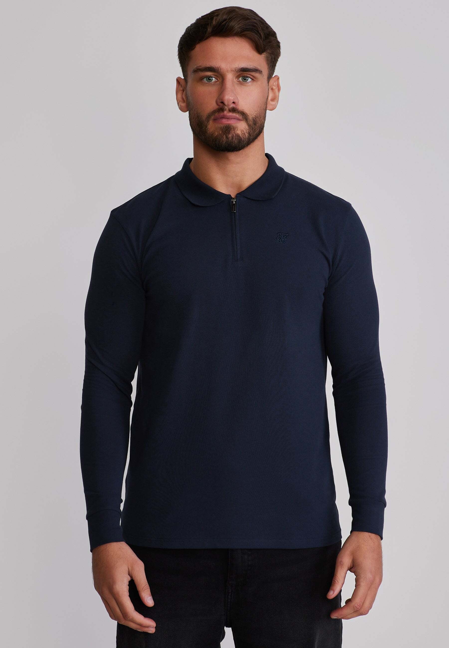 Image of Siksilk Langarm-Poloshirt "Siksilk Langarmpolo Zip Polo"