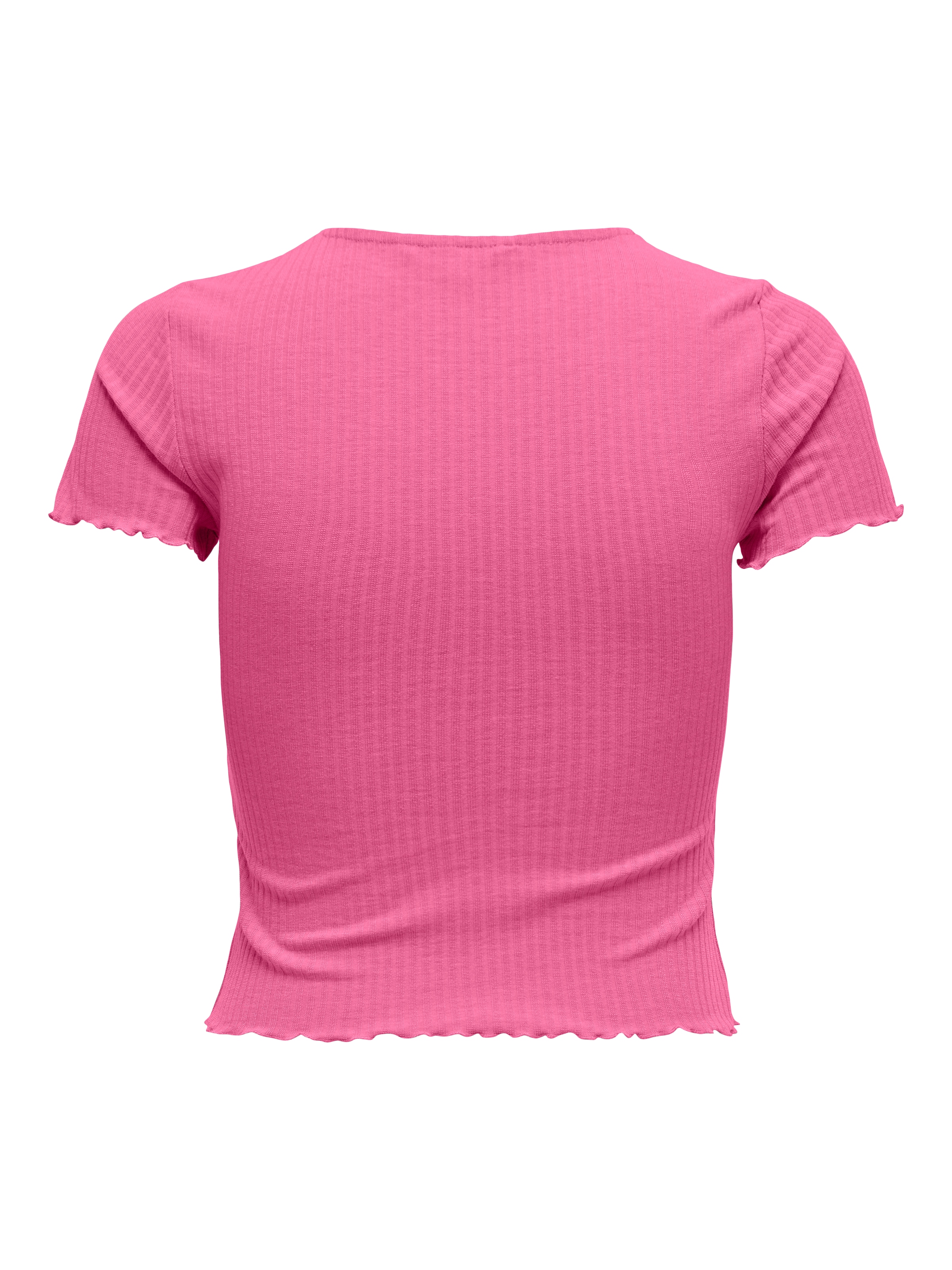 ONLY Shirt à col rond »ONLEMMA S/S SHORT TOP NOOS JRS« Rundhals, modisch, regular fit, gewellter Abschluss, unifarben