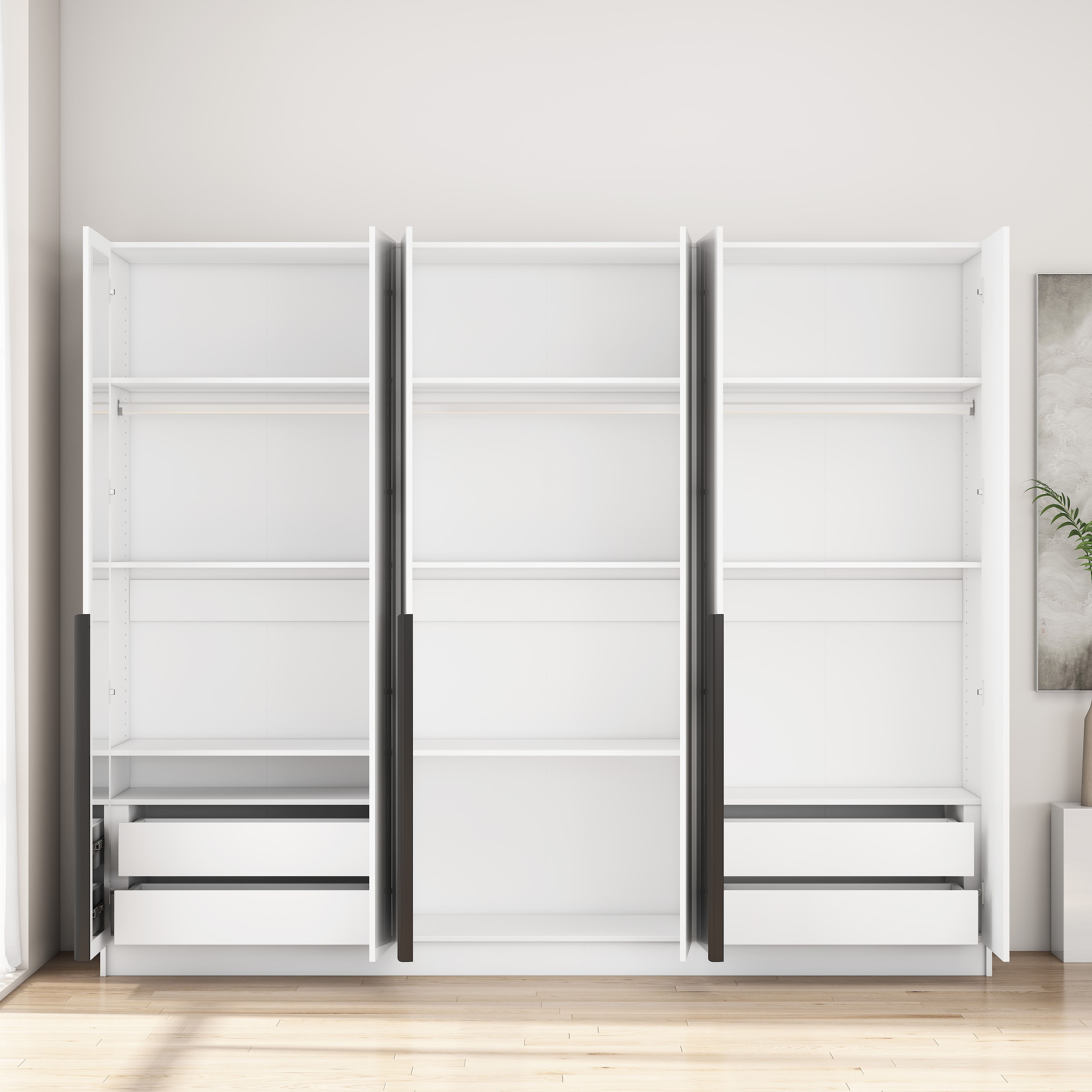 GOODproduct Armoires à vêtements »Annor Schlafzimmerschrank Breite 242cm hochglanz Schrank Garderobe« Armoire à portes battantes avec aménagement intérieur parfait - poignées de porte élégantes
