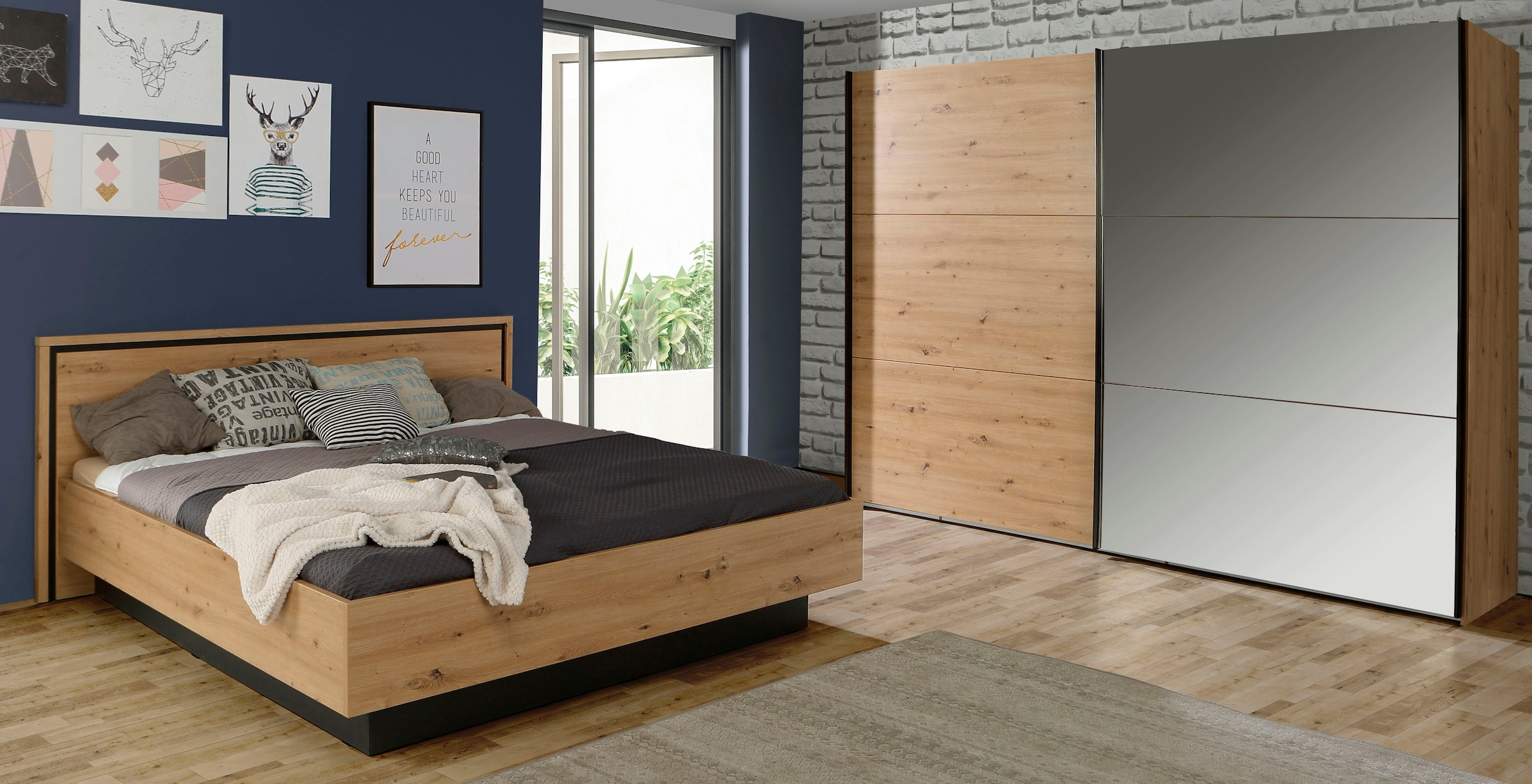 FORTE Bett »Trondheim, Belastbarkeit 250KG, Loft-Stil« melaminbeschichtet