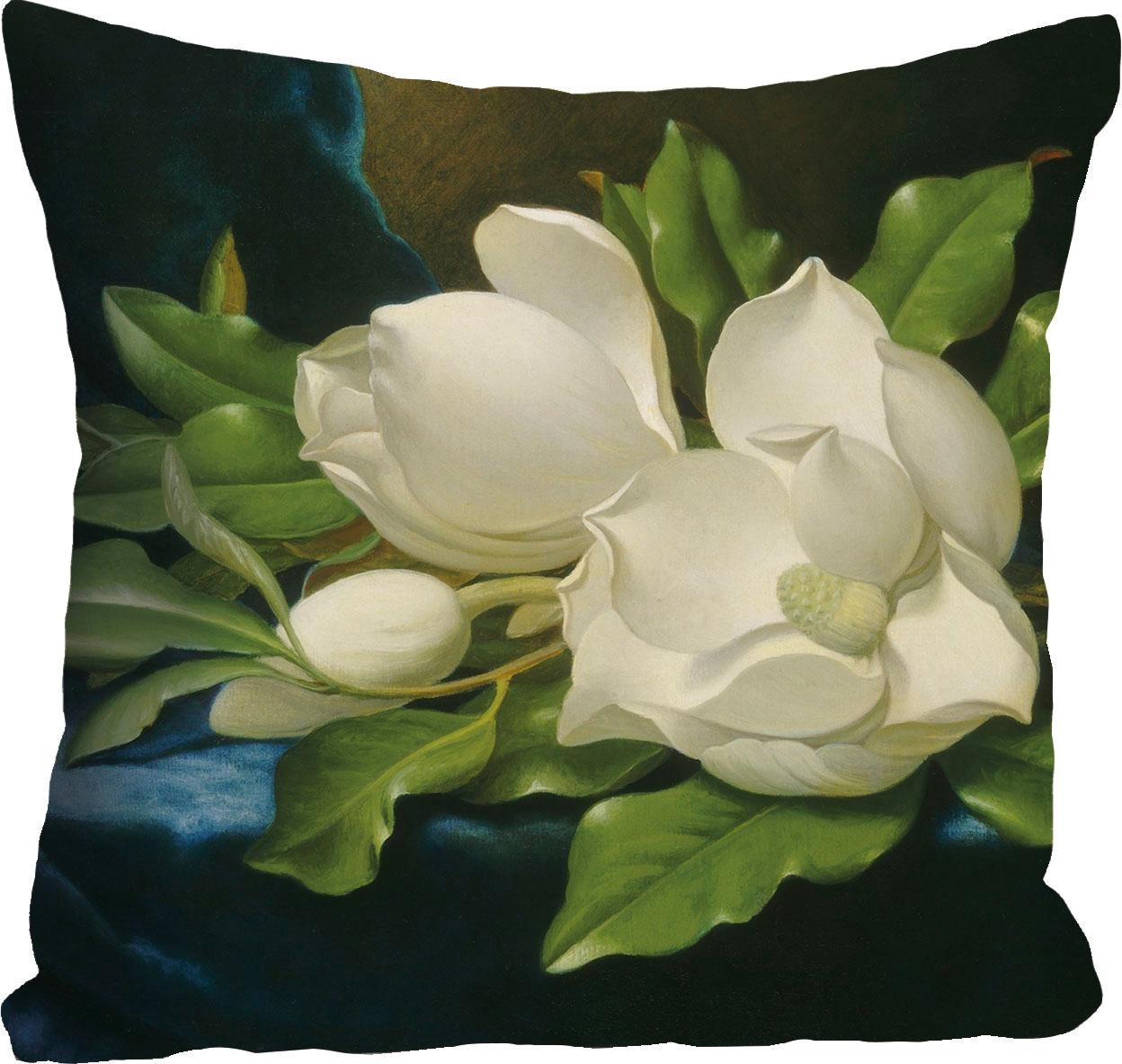 Image of queence Dekokissen ""weisse Blüte"" Kissenhülle ohne Füllung, 1 Stück