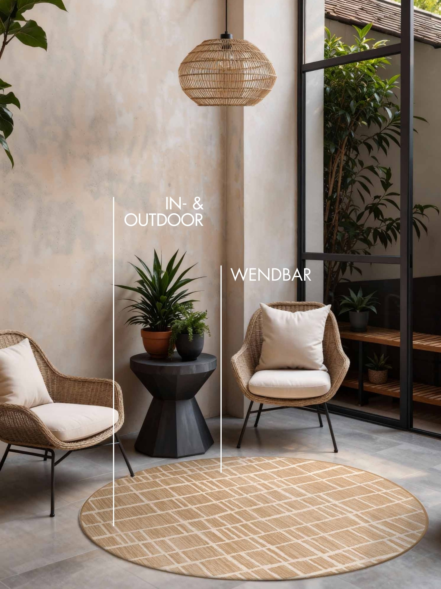 Ted Baker Teppich »Crouch , Wendeteppich« rund 8 mm Höhe Designteppich, Wetterfest, Pflegeleicht, Modern, Wohnzimmer, Terrasse