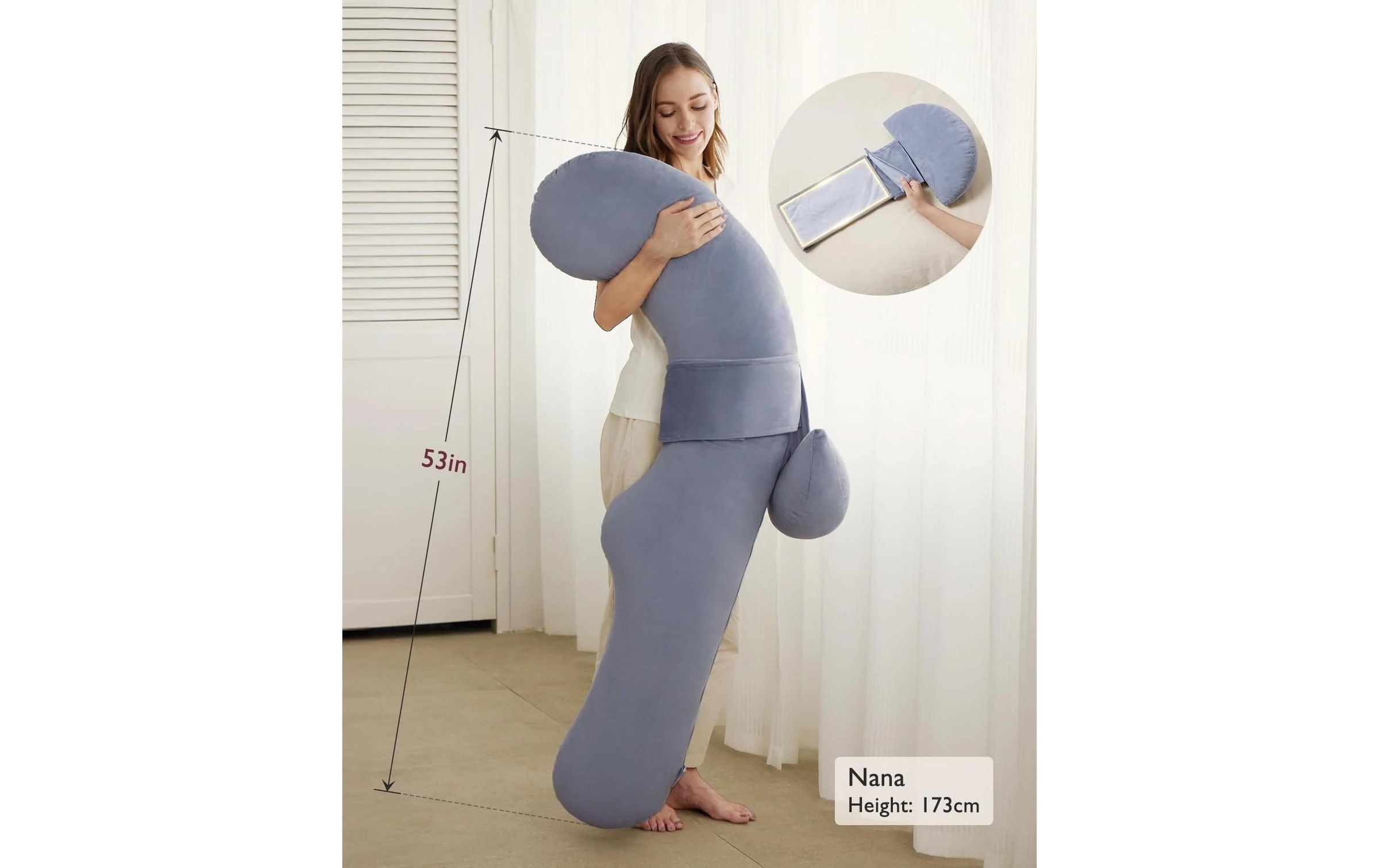 Momcozy Coussin d'allaitement »F-förmiges Schwangerschaftskissen Samt, 148 x 78 cm«