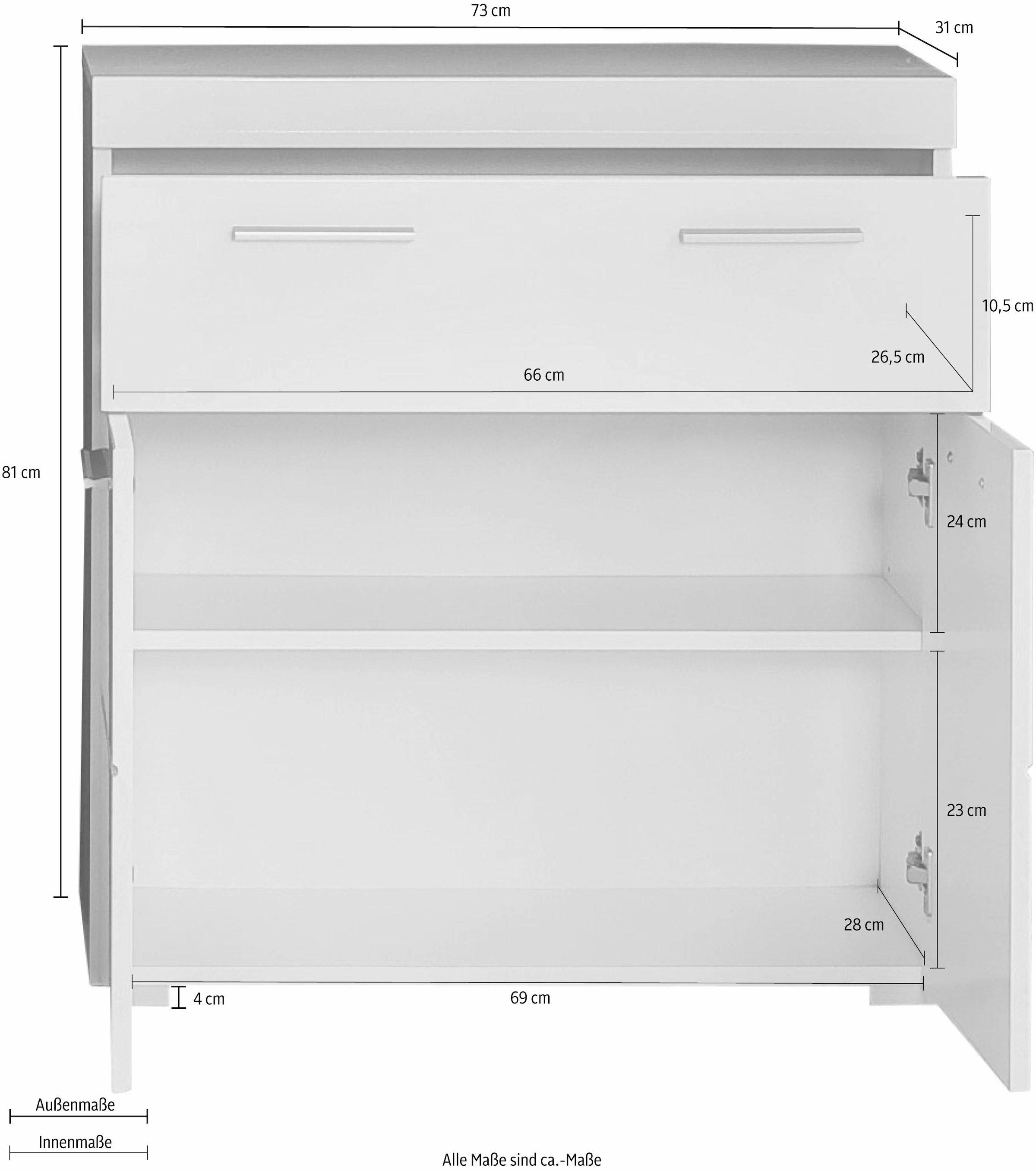 Schubkasten Breite cm, auf Badezimmerschrank Türen grossen INOSIGN 2 1 versandkostenfrei 73 mit Unterschrank und »Avena«,