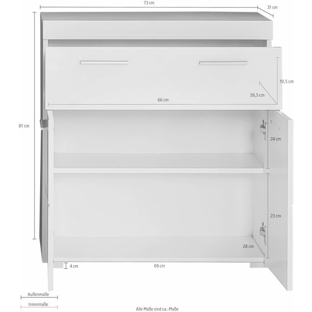 INOSIGN Unterschrank »Avena«, Breite 73 cm, Badezimmerschrank mit 1 grossen  Schubkasten und 2 Türen versandkostenfrei auf