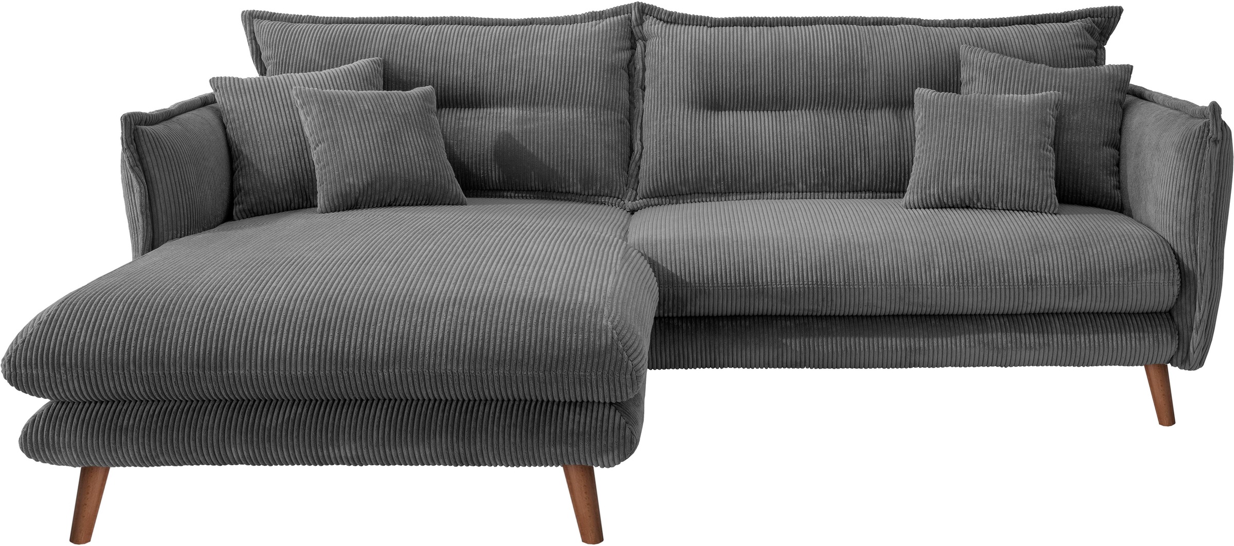 INOSIGN Ecksofa »Lazio modern und bequem, schmale Armlehnen, tolle Detailverarbeitung«, zwei verschiedene Fussfarben wählbar