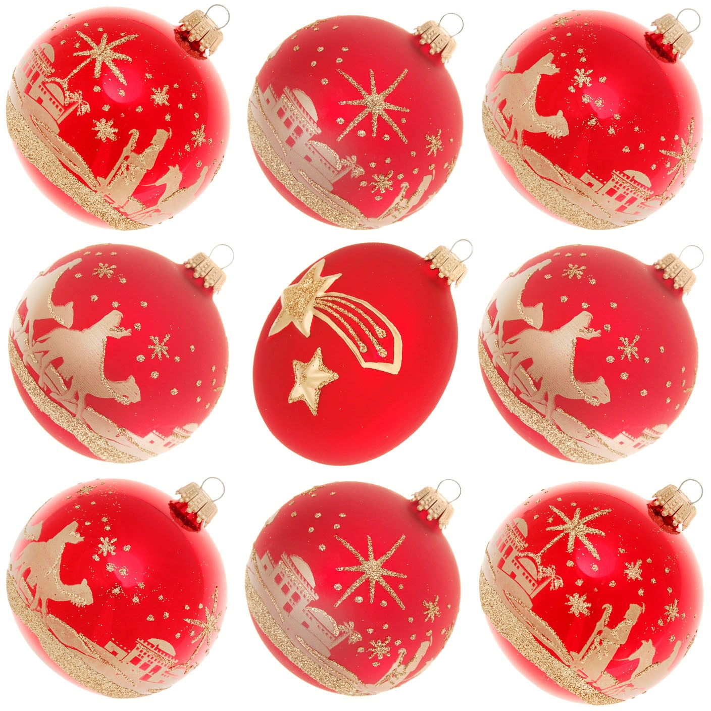Krebs Glas Lauscha Weihnachtsbaumkugel »Bethlehem Xmas Night, 8 Kugeln, 1 Taler mit Komet & Stern, 8 cm« Weihnachtsdeko, Christbaumschmuck, Christbaumkugeln aus Glas