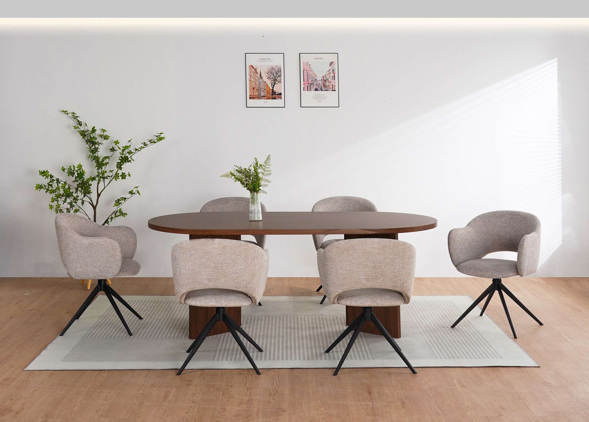 GOODproduct Chaise de salle à manger »Fynnjard« (Set) 2 cuismit schwarzen Metallbeinen, Drehfunktion, Webstoff Bezug