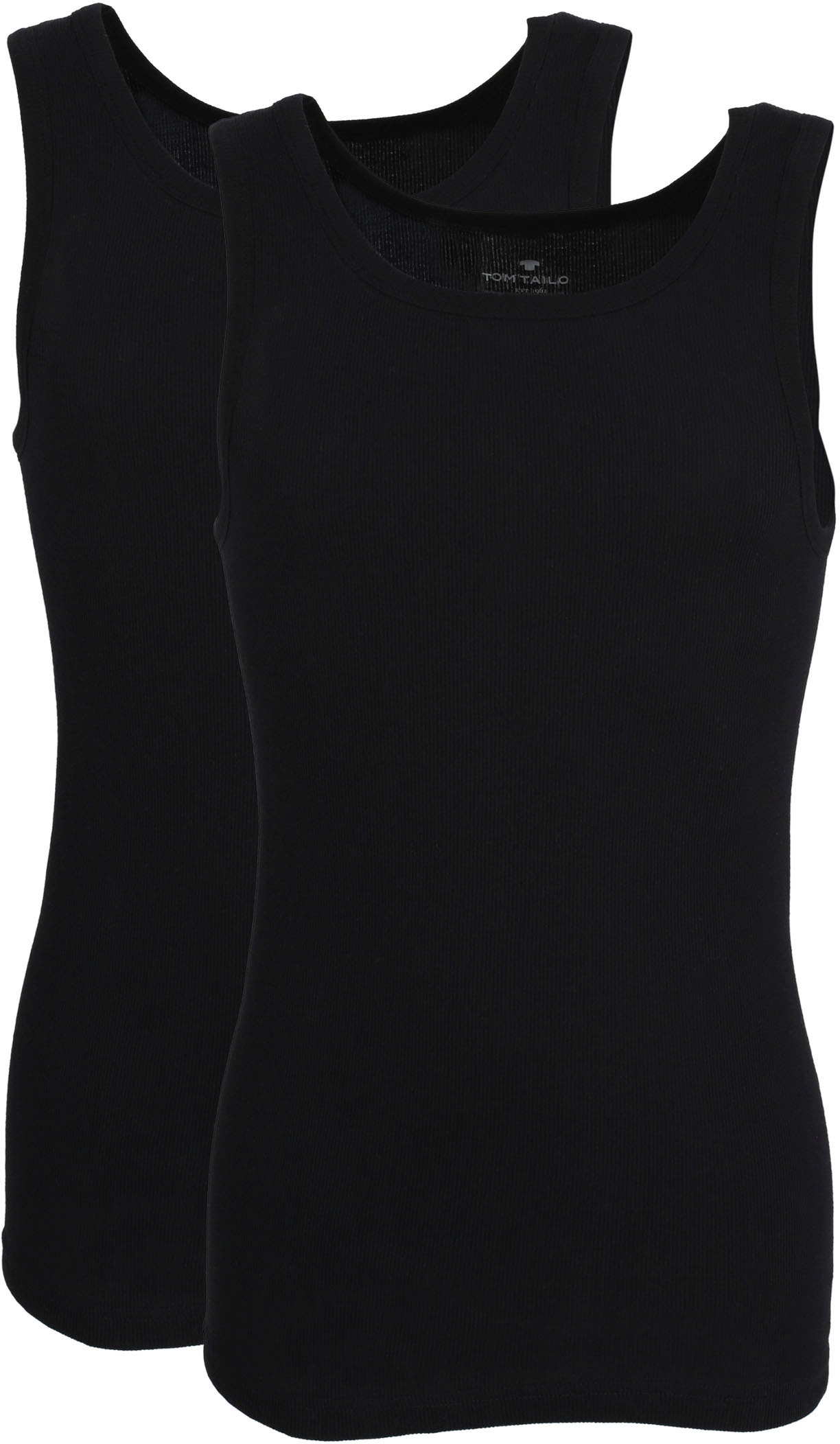Image of TOM TAILOR Tanktop "Montana" 2er Pack, Rundhalsausschnitt, slim fit, basic, elastisch, hüftbedeckend