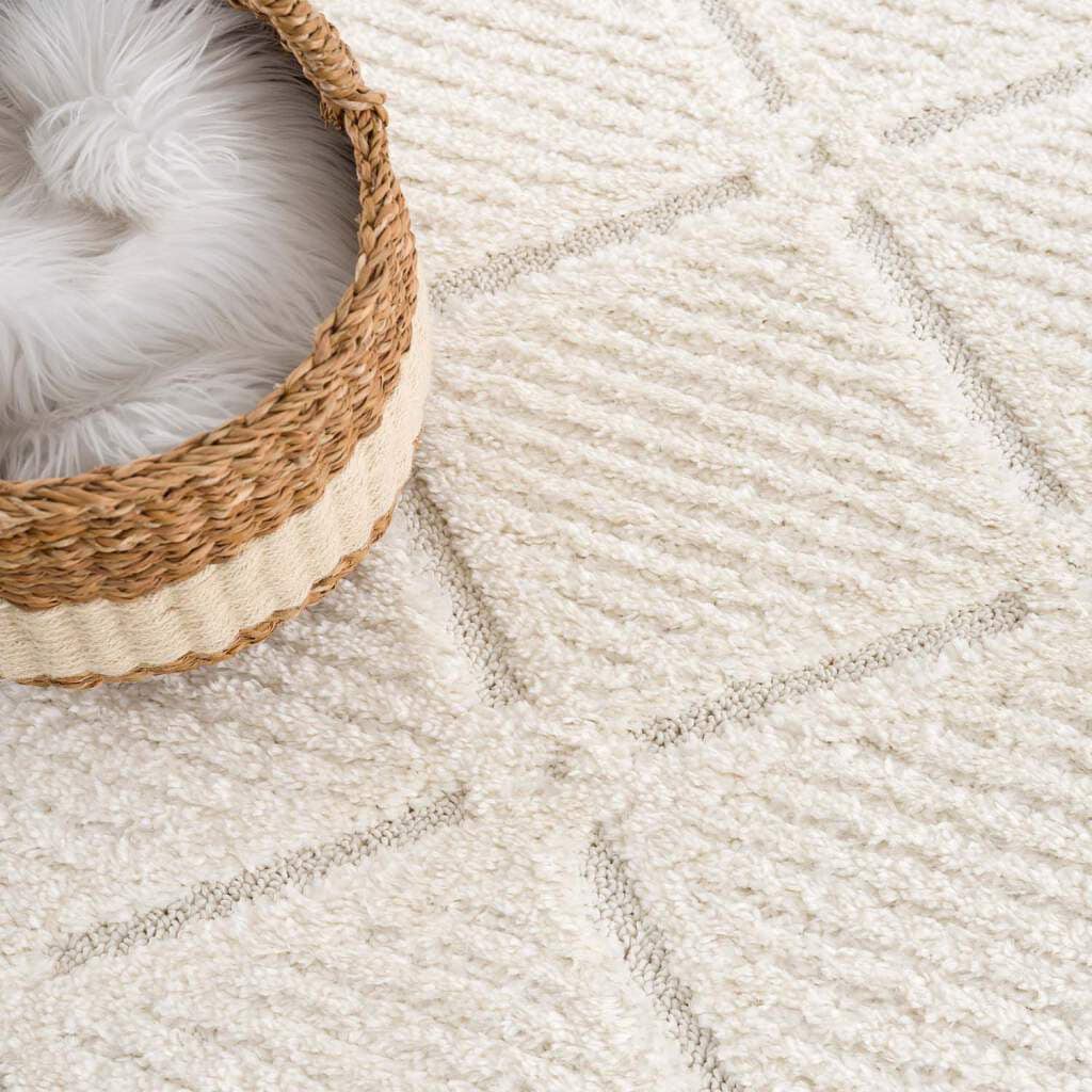 Carpet City Hochflor-Teppich »Focus 2997«, rund, besonders weich, Uni-Farben, Rauten-Optik, 3D-Effekt