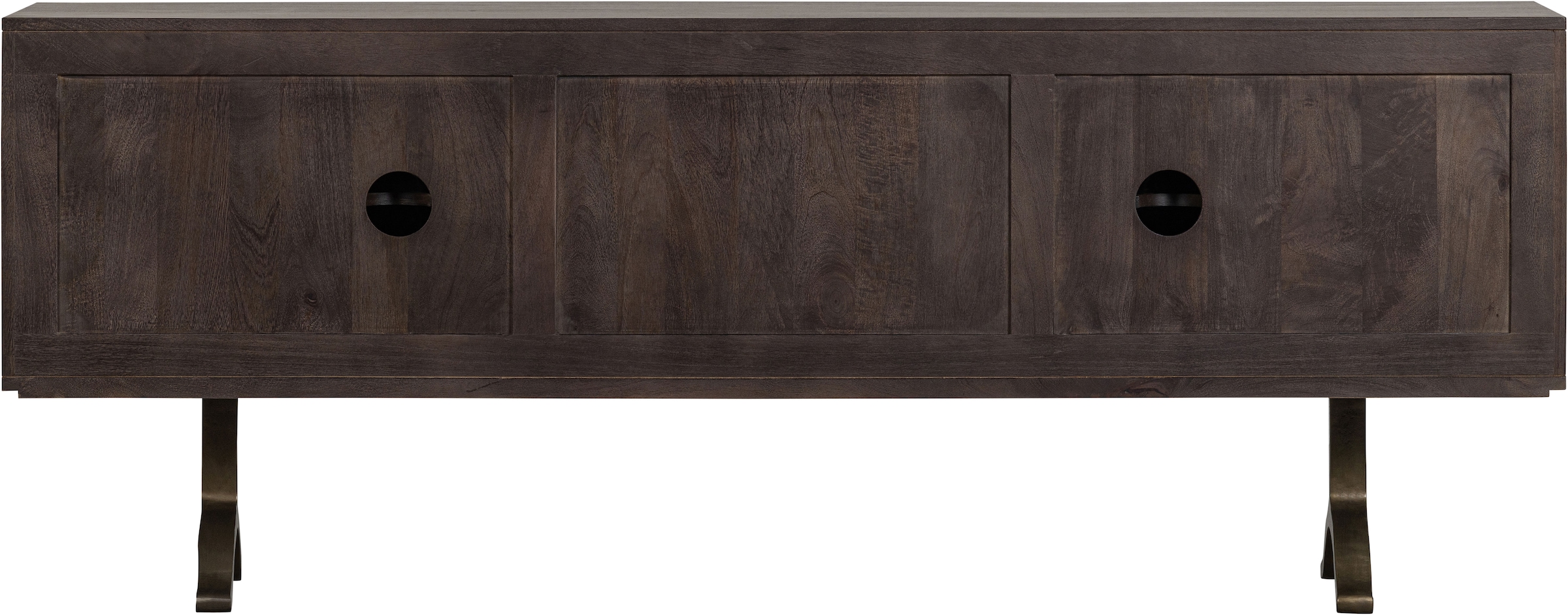 WOOOD Sideboard »Draw mit Massivmangoholz und 3D-Türmuster B 180 x T 40 x H 70 cm« 2 Kabelöffnungen, Tragkraft Deckplatte 35 kg, einfach zu montieren