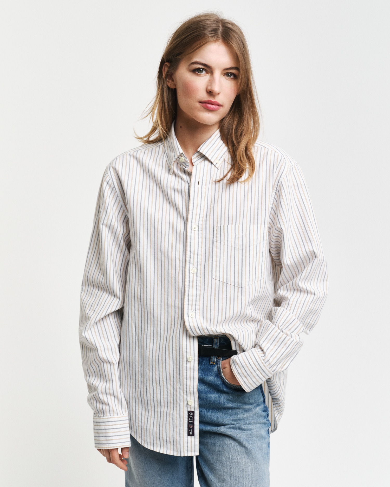 Langarmhemd »REG OXFORD STRIPE SHIRT«, unisex, in leichter Oxford-Qualität