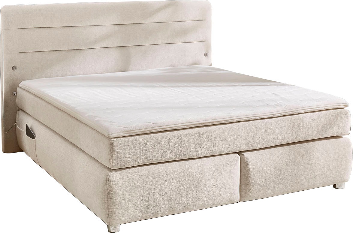 Jockenhöfer Gruppe Lit boxspring »Livia« incluant éclairage LED, 4 ports de charge USB, matelas TTFK 7 zones