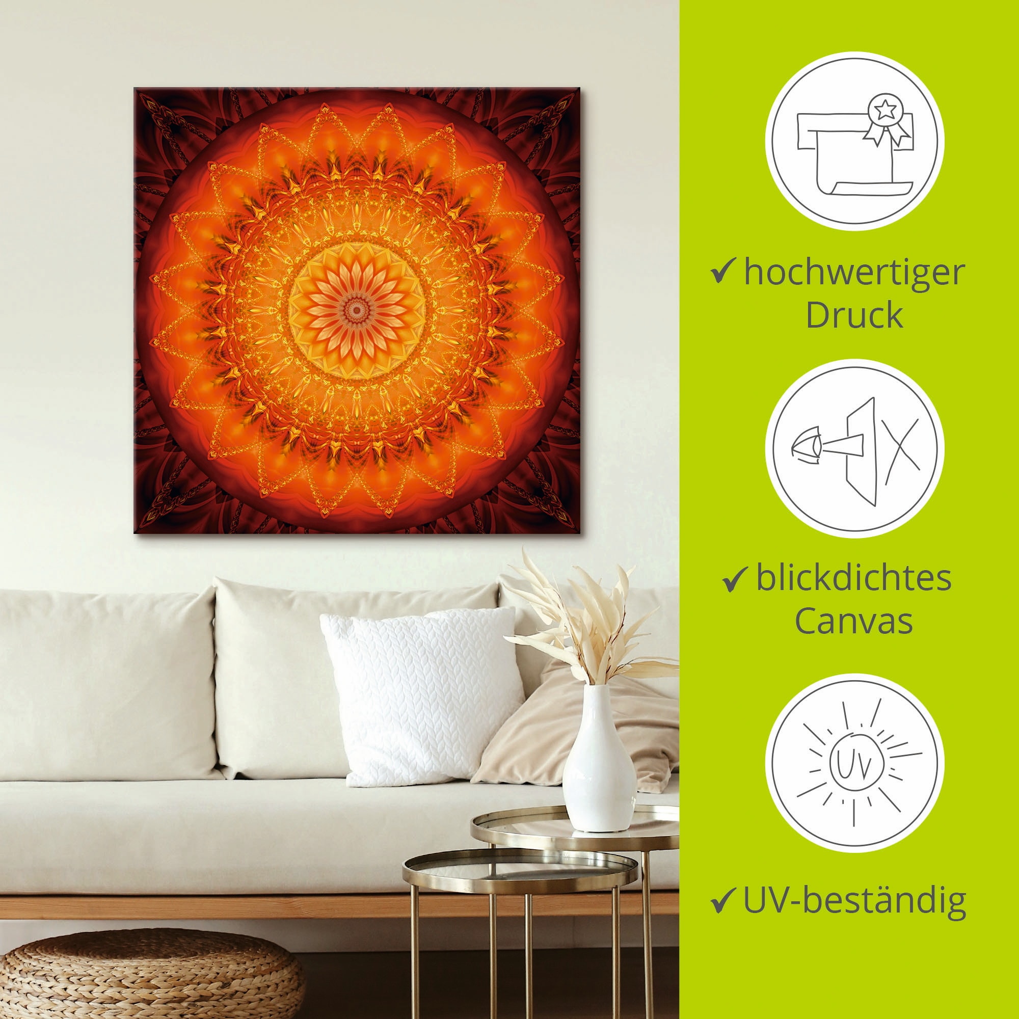 Artland Wandbild »Mandala Energie 1«, Muster, (1 St.), als Leinwandbild, Poster, Wandaufkleber in verschied. Grössen