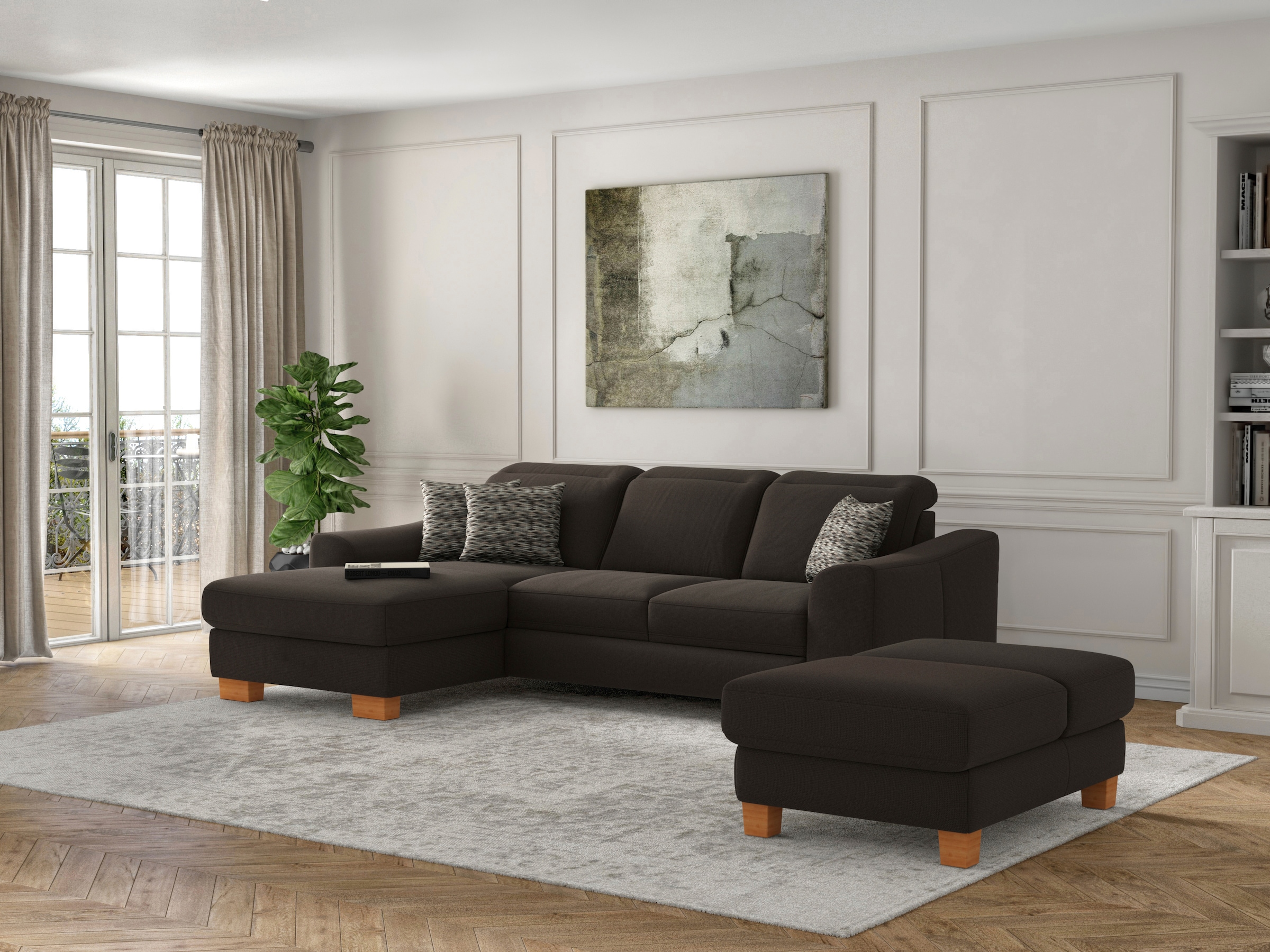 sit&more Polsterhocker »Dundee« mit Klappfunktion, Federkern und hochwertigen Massivholzfüssen