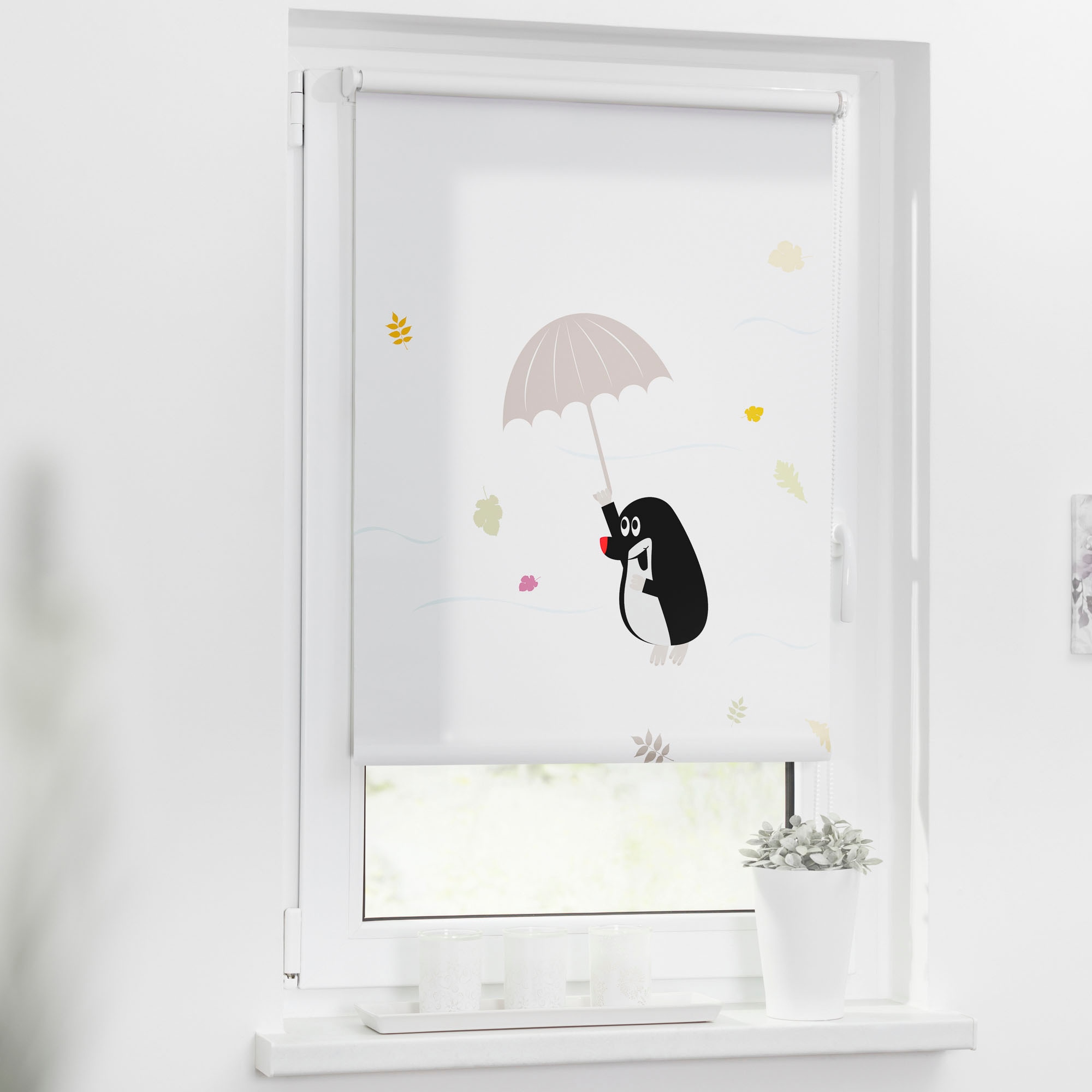 LICHTBLICK ORIGINAL Store à tirage latéral »Rollo Klemmfix, ohne Bohren, blickdicht, Maulwurf - Bunt« blickdicht freihängend