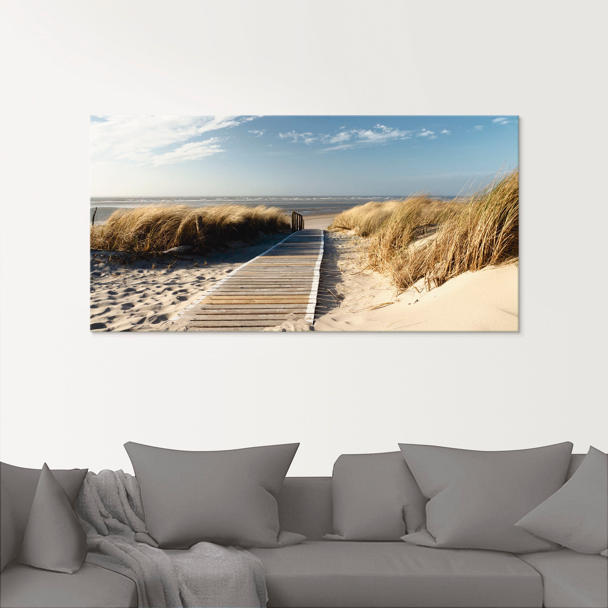 Artland Glasbild »Nordseestrand auf Langeoog - Steg« Strand 1 Stk. tlg. in verschiedenen Grössen