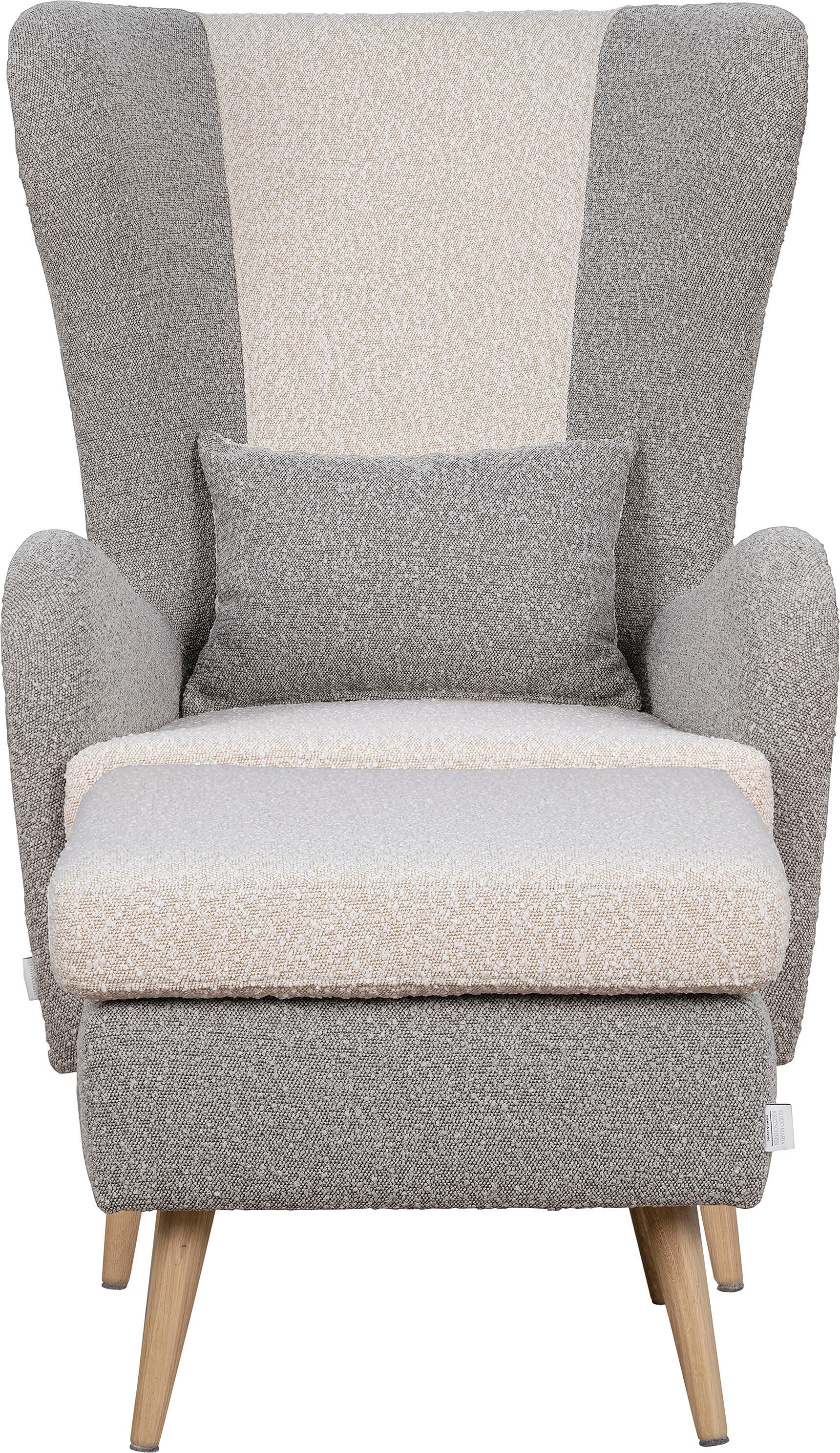 Guido Maria Kretschmer Home&Living Sessel »Salla Bezug Bouclé oder Struktur fein, Ohrensessel«, wahlweise mit oder ohne Hocker; grosser Sessel: Masse B/T/H: 78/94/118cm