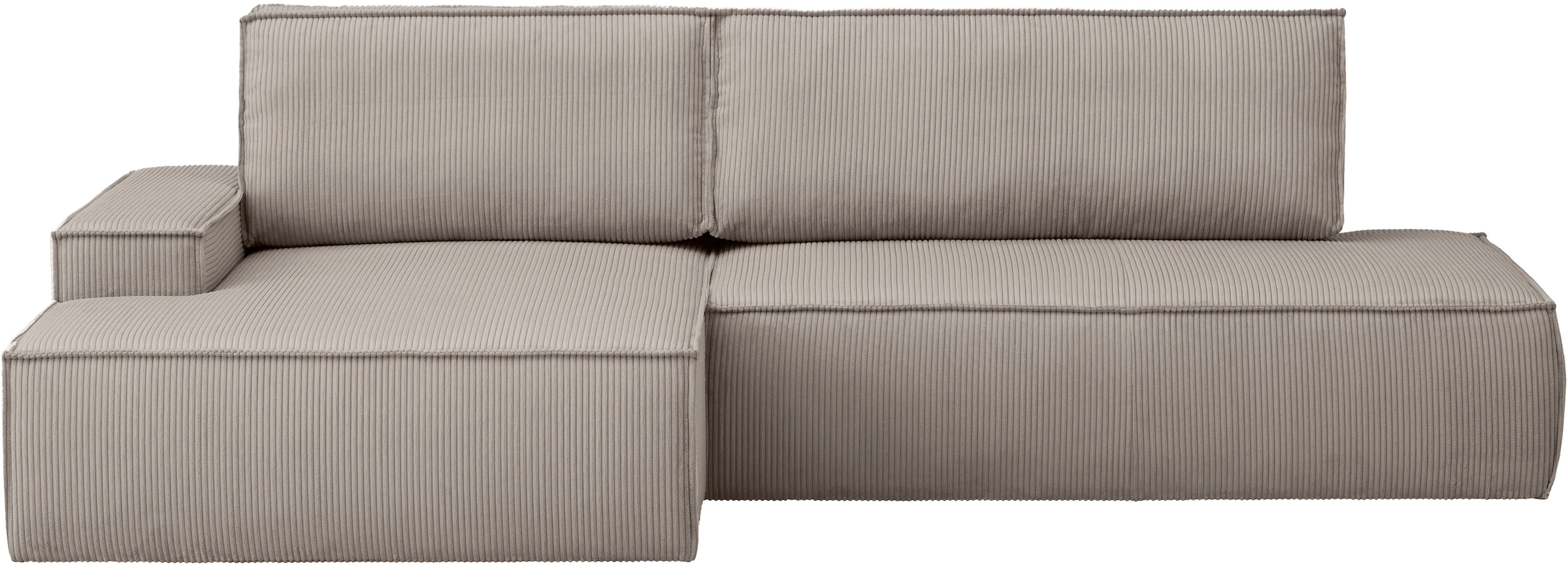 Home affaire Ecksofa »SHERWOOD, Schlafsofa in L-Form offen (275cm), Cord, Leinenoptik«, Schlaffunktion und Bettkasten, Kedernaht, hoher Sitz- & Liegekomfort