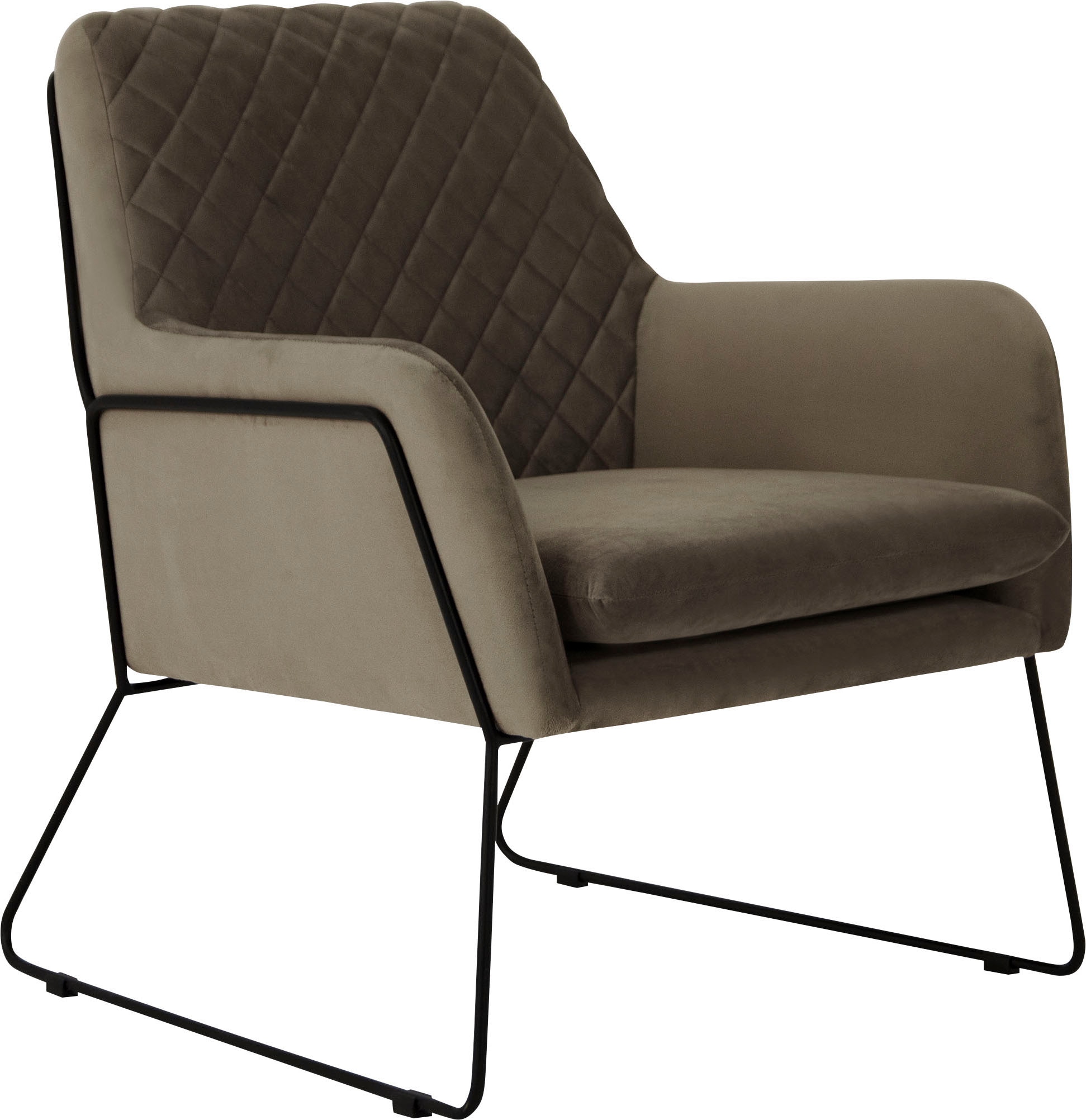 Leonique Sessel »Olo Cocktailsessel« mit Karo-Prägung im Rückenteil und Bügeluntergestell aus Metall