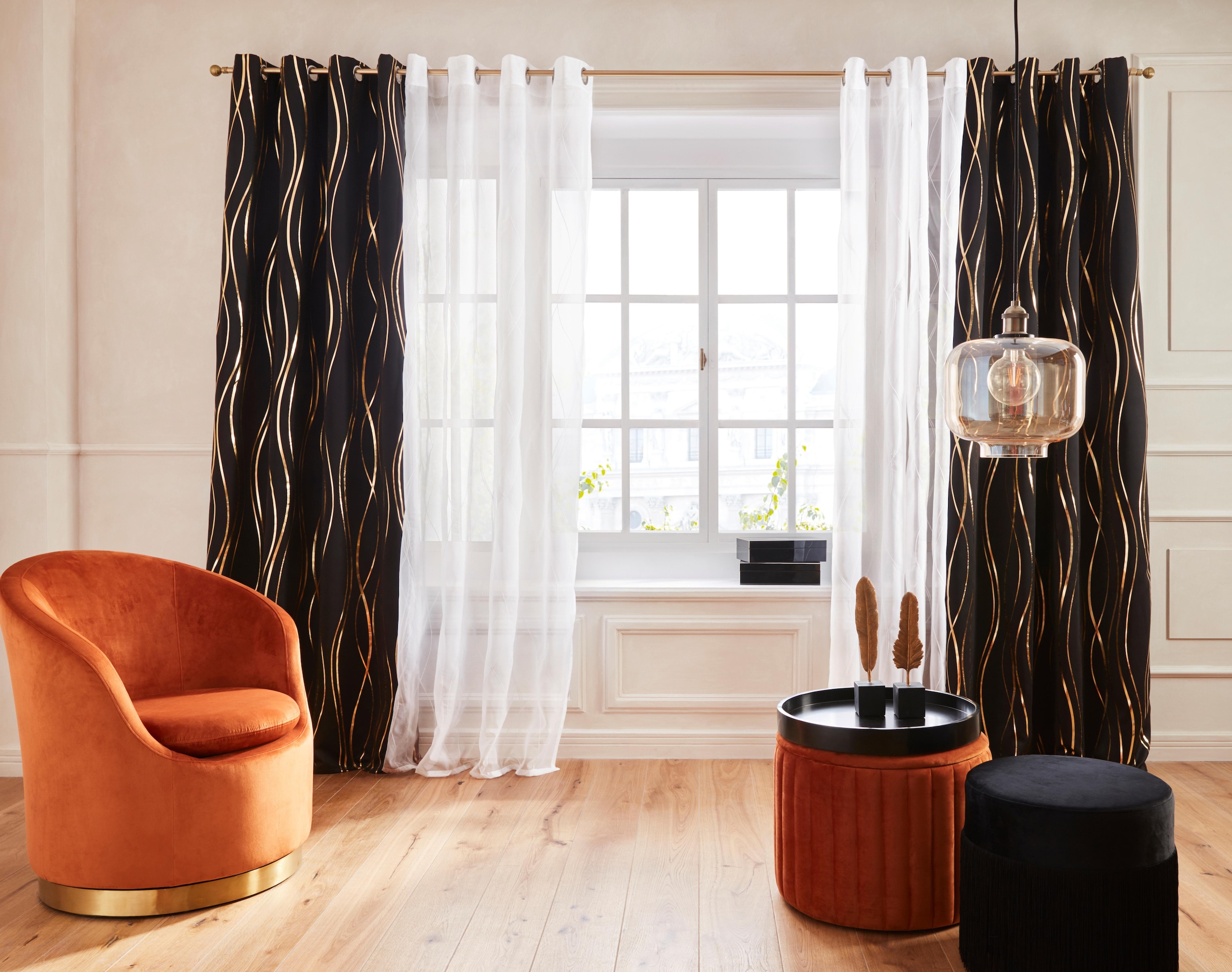 my home Gardine »Mila«, (1 St.), Wellenmuster, monochrom democratichome Edition