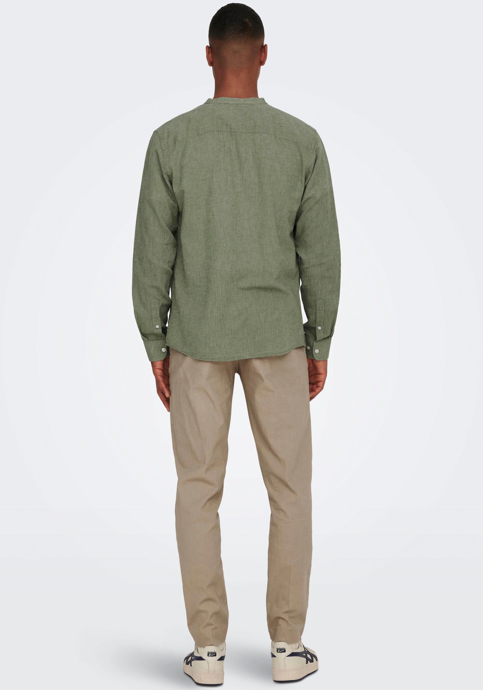 ONLY & SONS Langarmhemd »ONSCAIDEN LS SOLID LINEN MAO SHIRT NOOS«