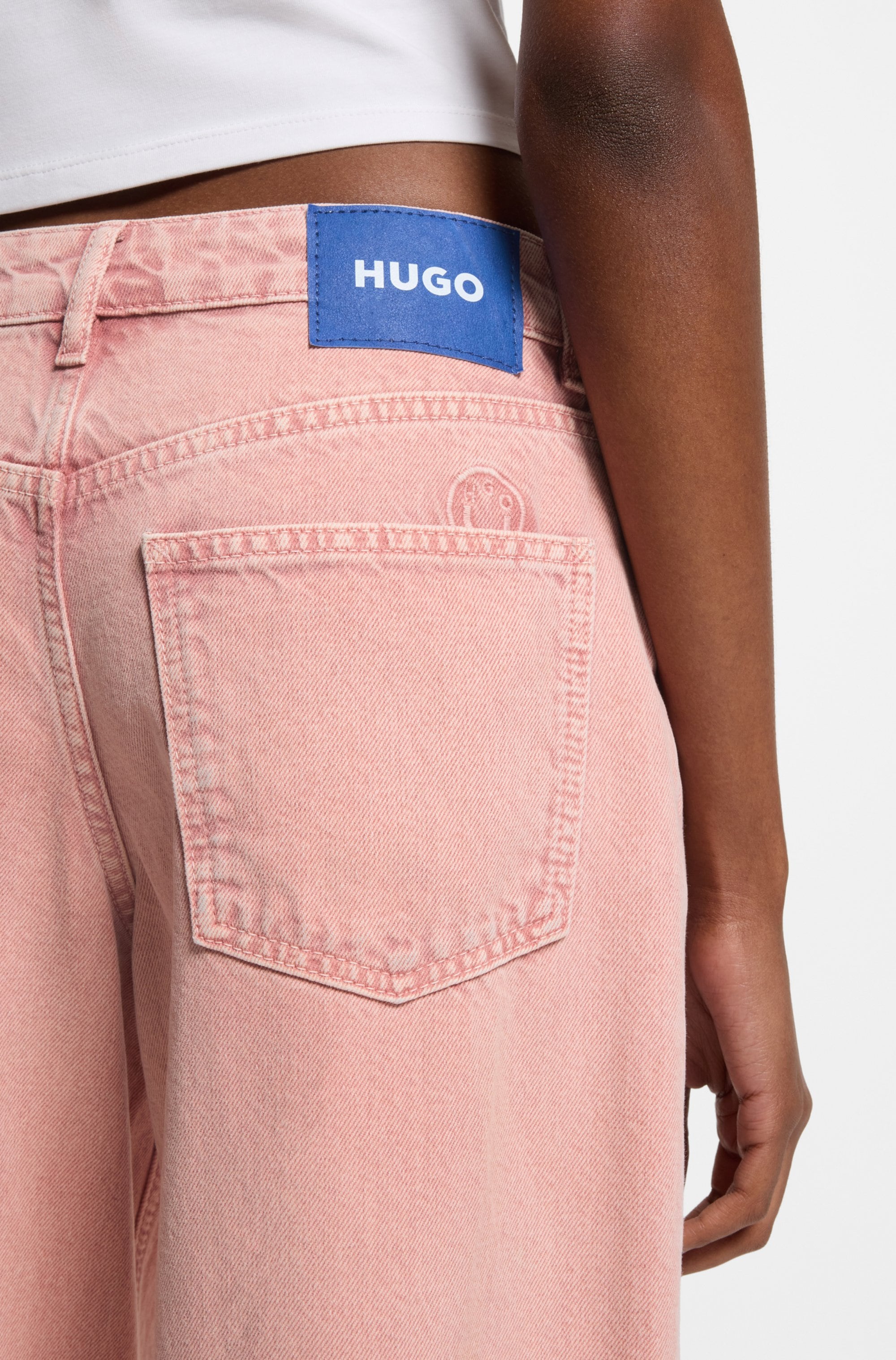 HUGO Blue Loose-fit-Jeans »Gamala« mit ausgefranstem Saum, Baggy-Fit