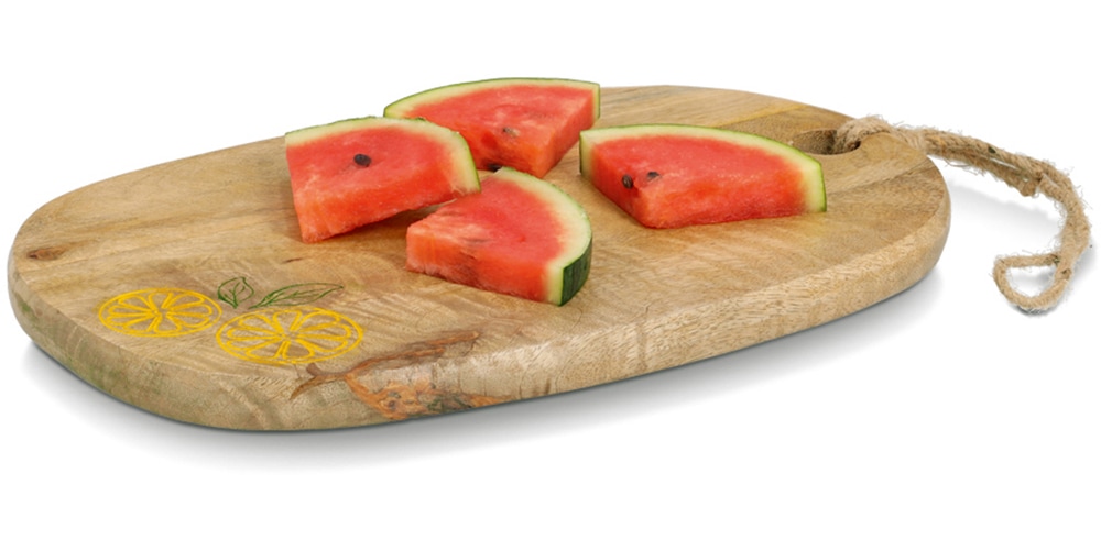 Zeller Present Servierbrett »Schneide-/Servierbrett "Lemon", Mangoholz« Zitronenmotiv, natürliches Material