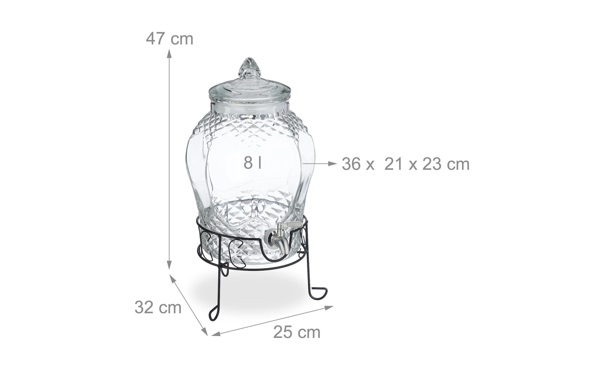 relaxdays Getränkespender »Vintage Glas, 8 Liter«