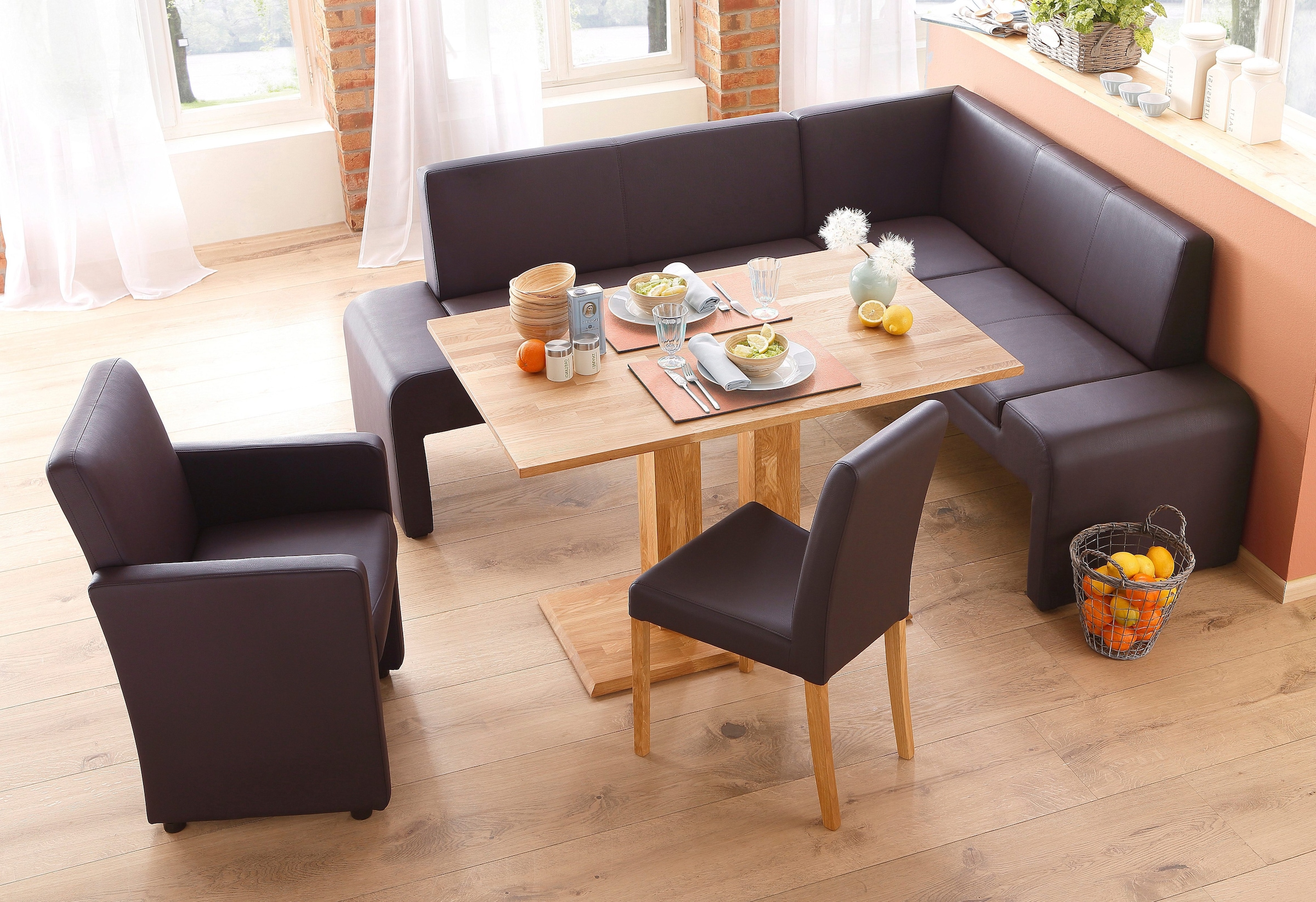 Home affaire 4-Fussstuhl »Bologna«, (Set), 2 St., Kunstleder, Gestell aus Massivholz