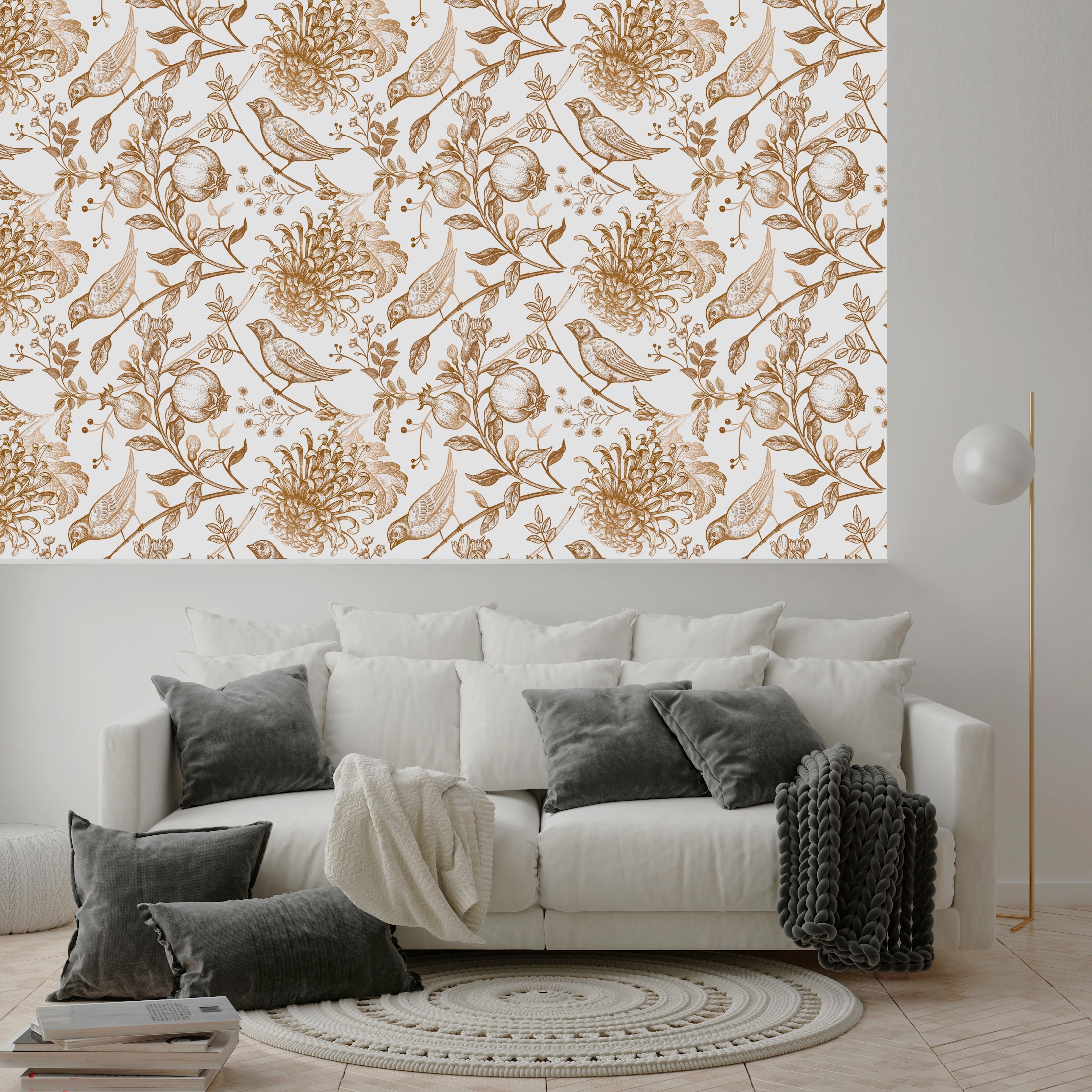 queence Papier peint vinyle »Jella« Motif | botanique | floral | imprimé | naturellement | à motifs 90x250cm, selbstklebend, kinderleichte Anbringung, , Sticker