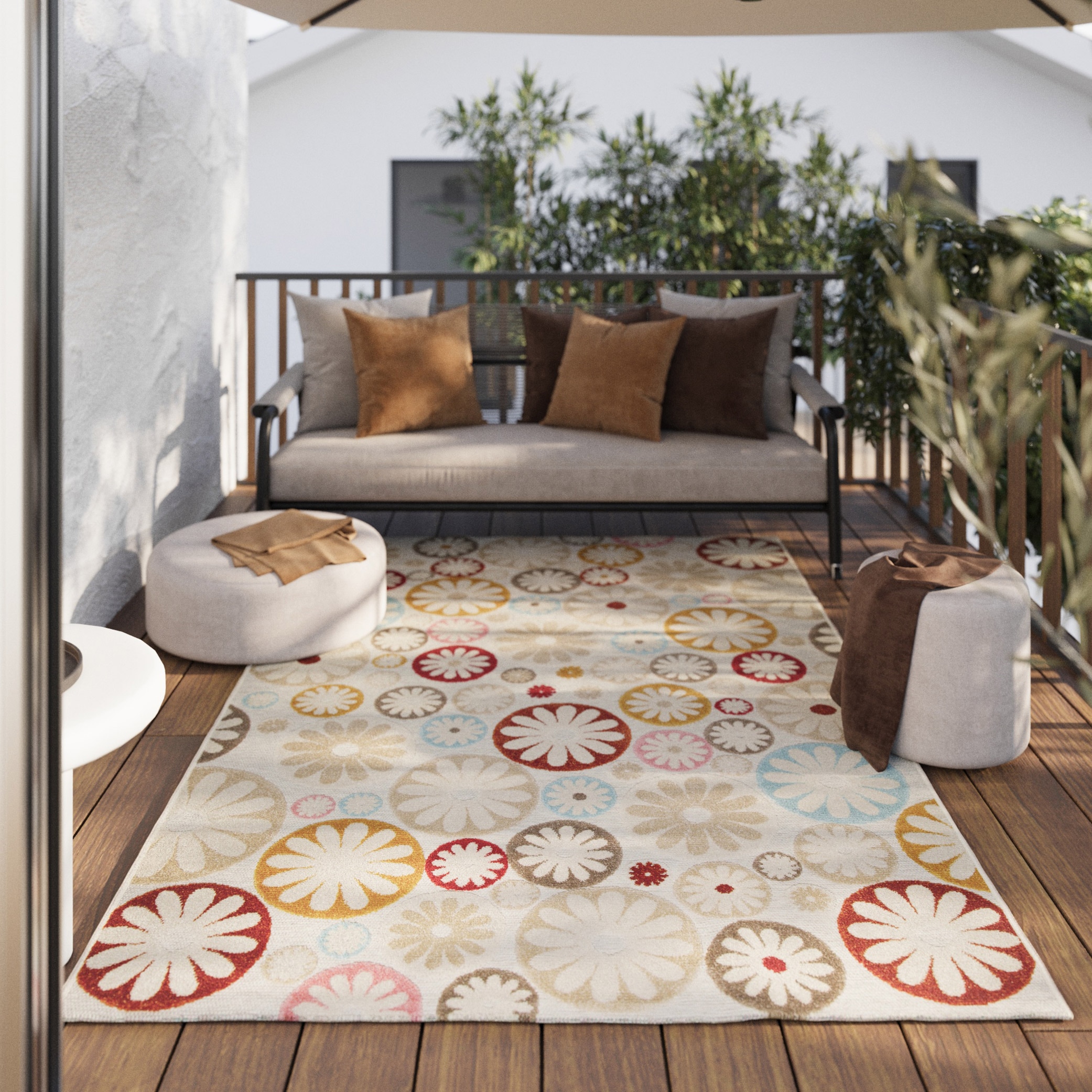 Image of Wecon home Outdoorteppich "Flowerdrops" rechteckig 5 mm Höhe Läufer, für Innen & Aussen, pflegeleicht, Hoch-Tief Effekt